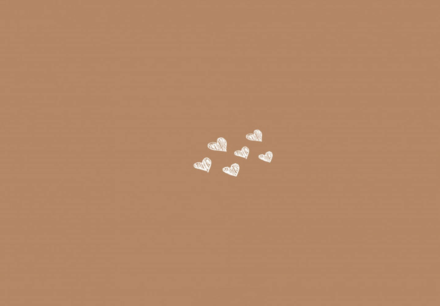 brown aesthetic hearts laptop, warm terracotta background, hand-drawn white hearts, HD Desktop Wallpaper