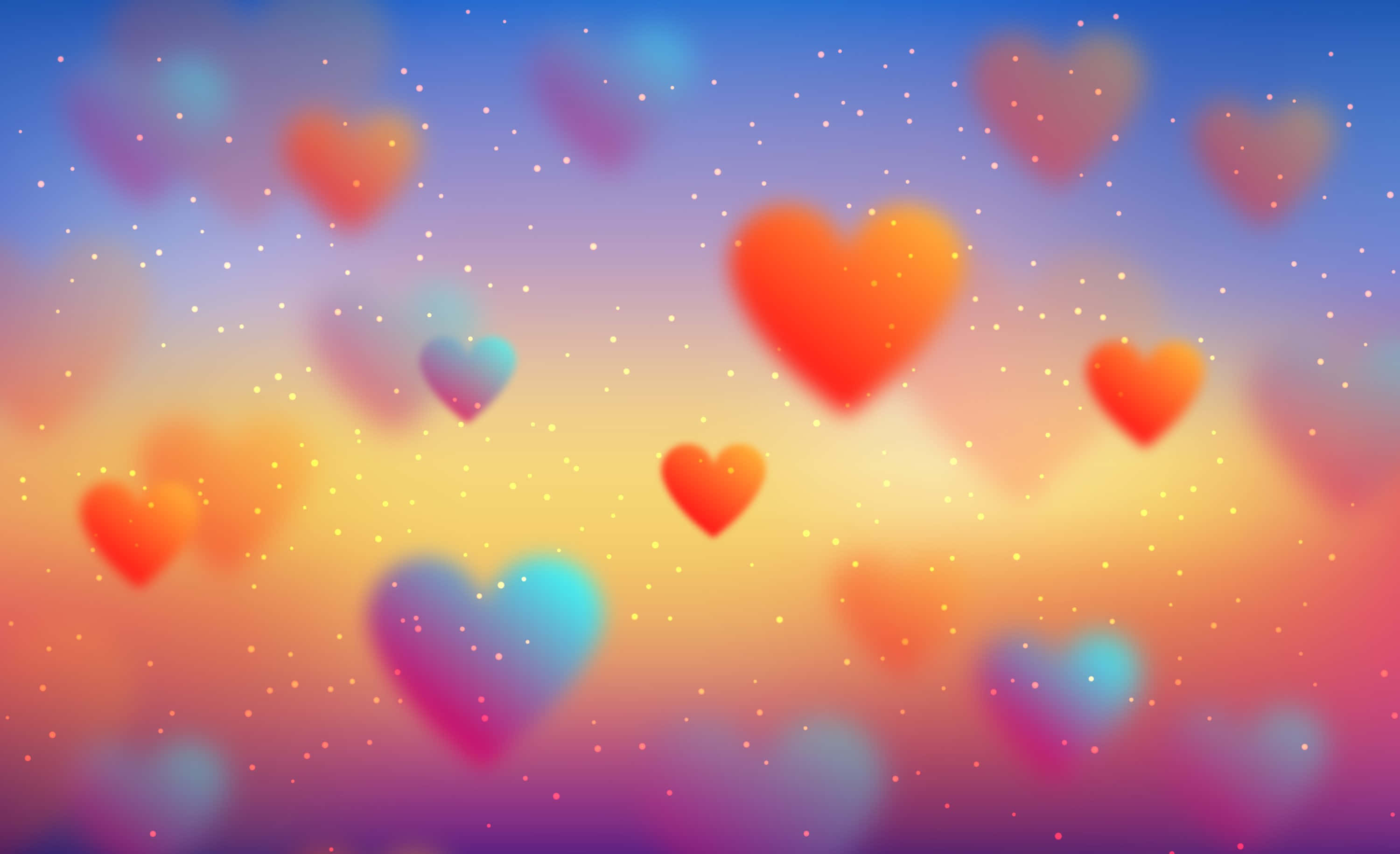 Heart Aura, soft glowing hearts, dreamy gradient sky, 2K Desktop Wallpaper