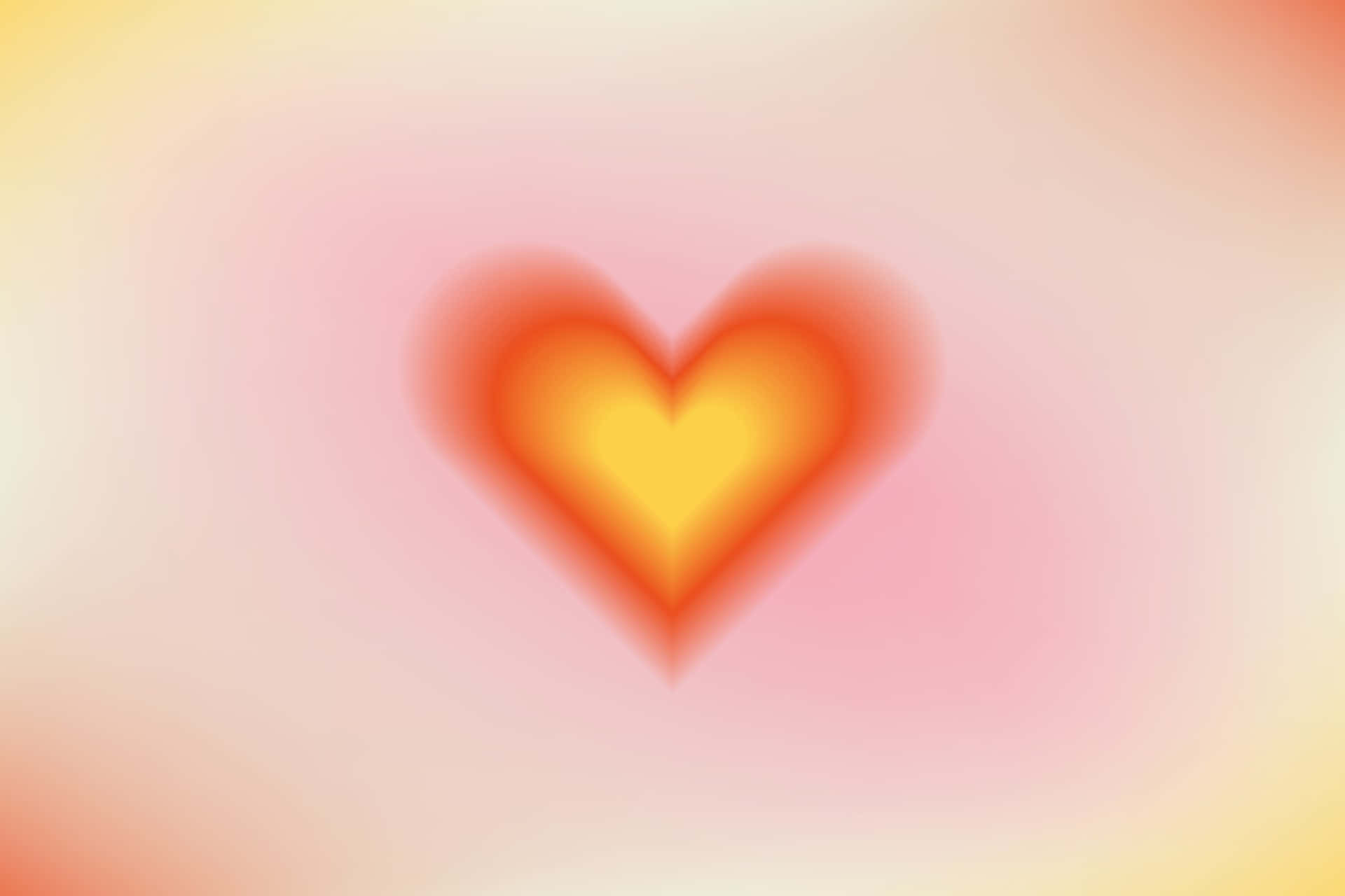 glowing pink heart aura, warm orange, yellow light, Full HD Desktop Wallpaper