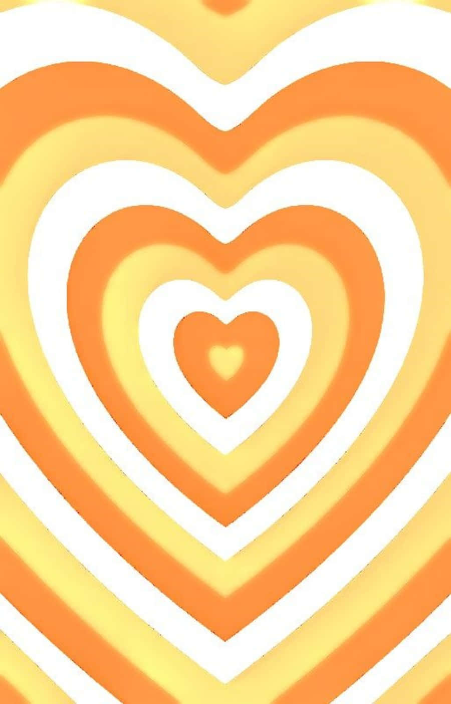 orange heart, concentric hearts, orange yellow and white, HD Phone Wallpaper