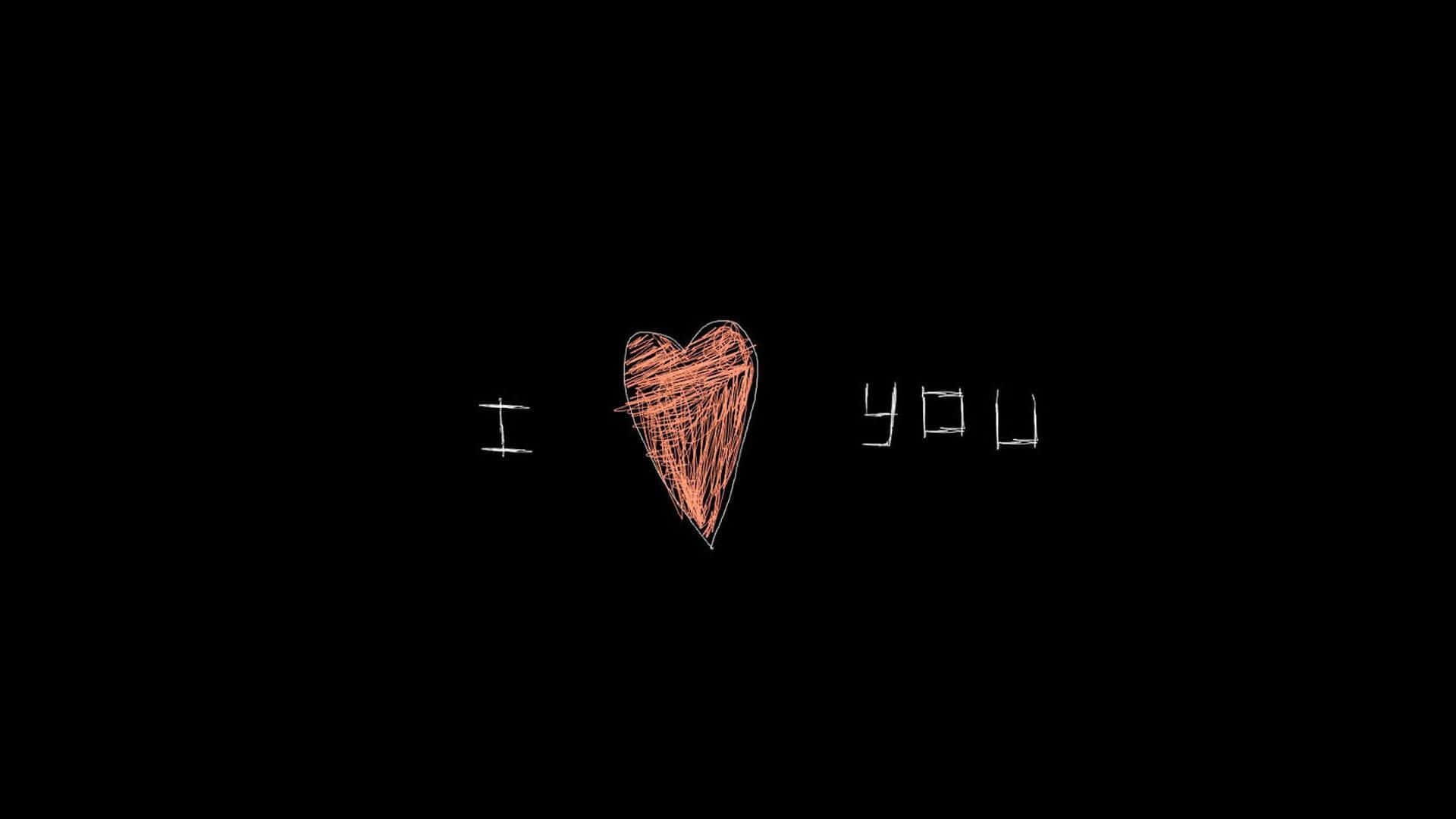 Scratchy, I love you, scribbled heart, Full HD Desktop Wallpaper
