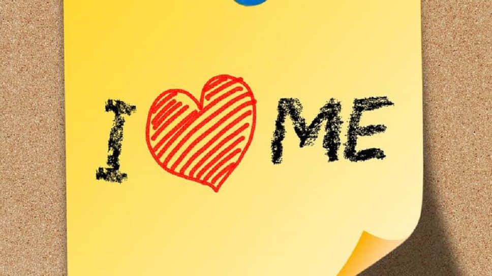 yellow sticky note, I ❤ ME, bold black marker, SD Desktop Wallpaper