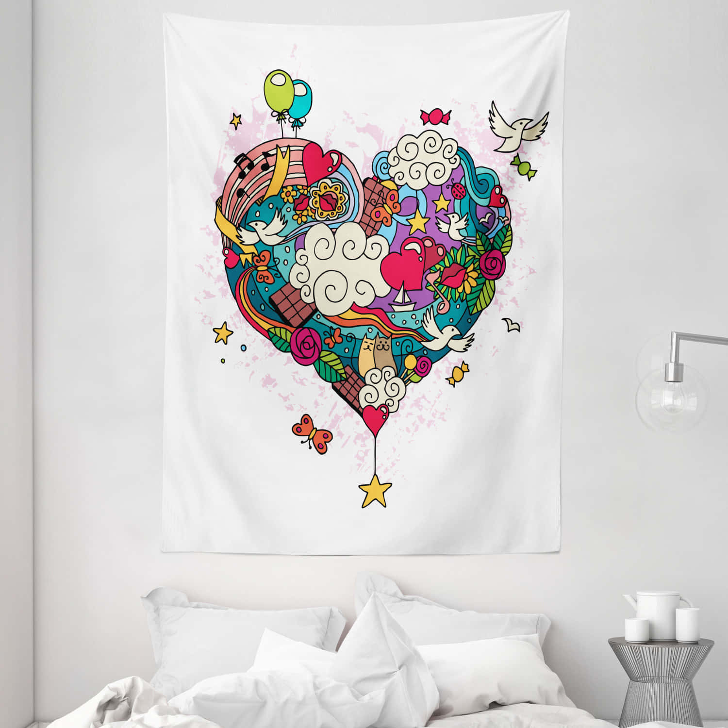 Heart Doodle, red heart, whimsical doodles, HD Desktop Wallpaper