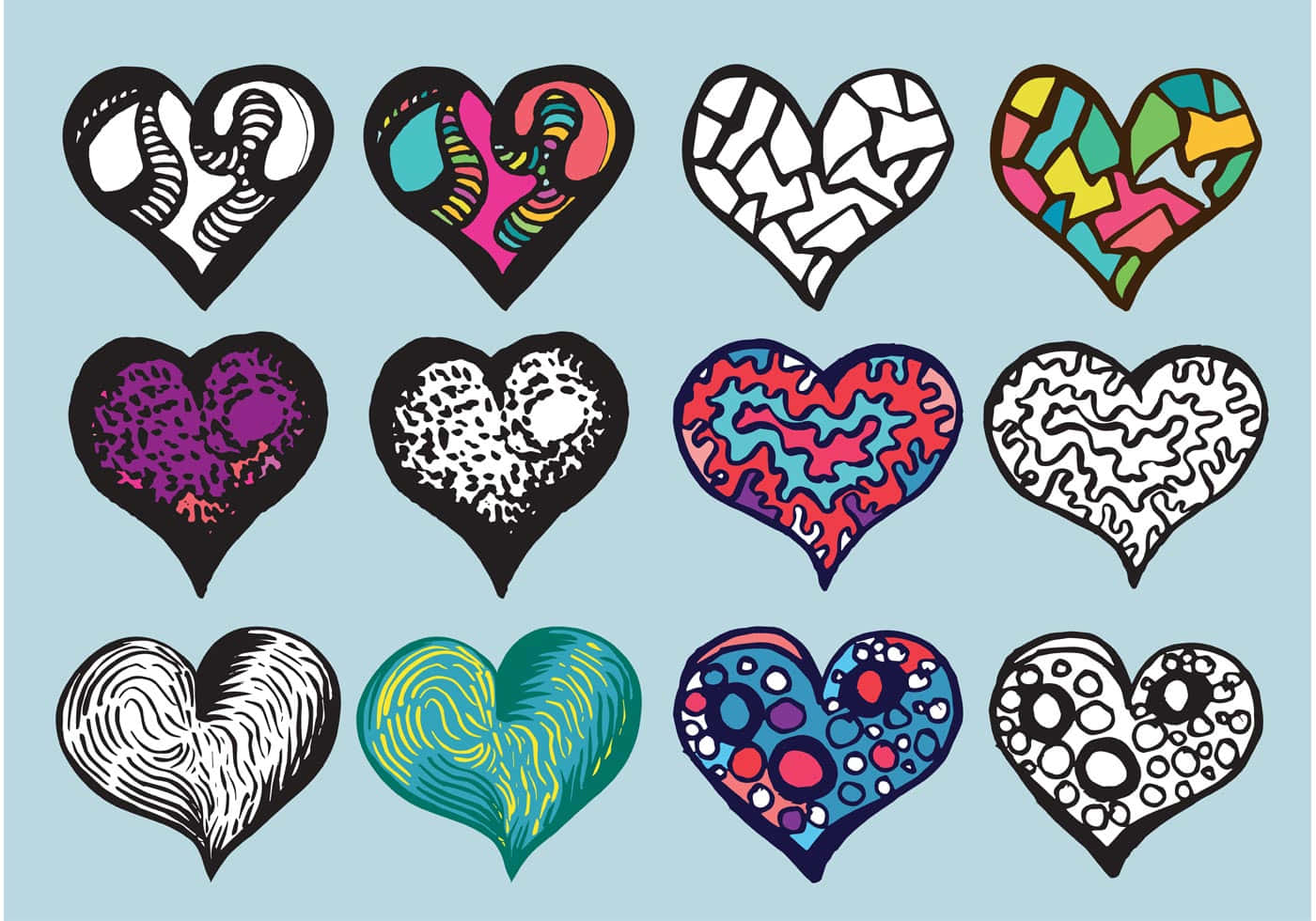 Heart Doodle, notebook page, soft blue background, HD Desktop Wallpaper