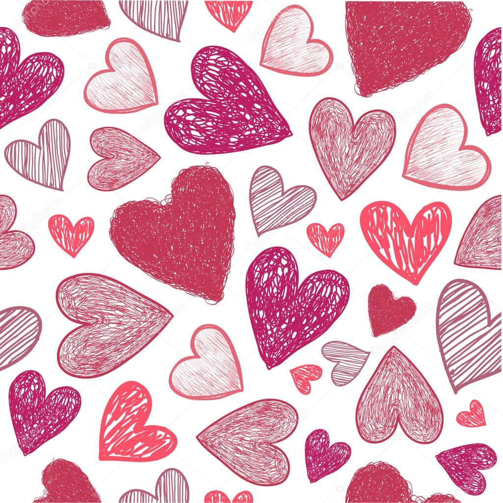 Heart Doodle, pink, red, SD Desktop Wallpaper
