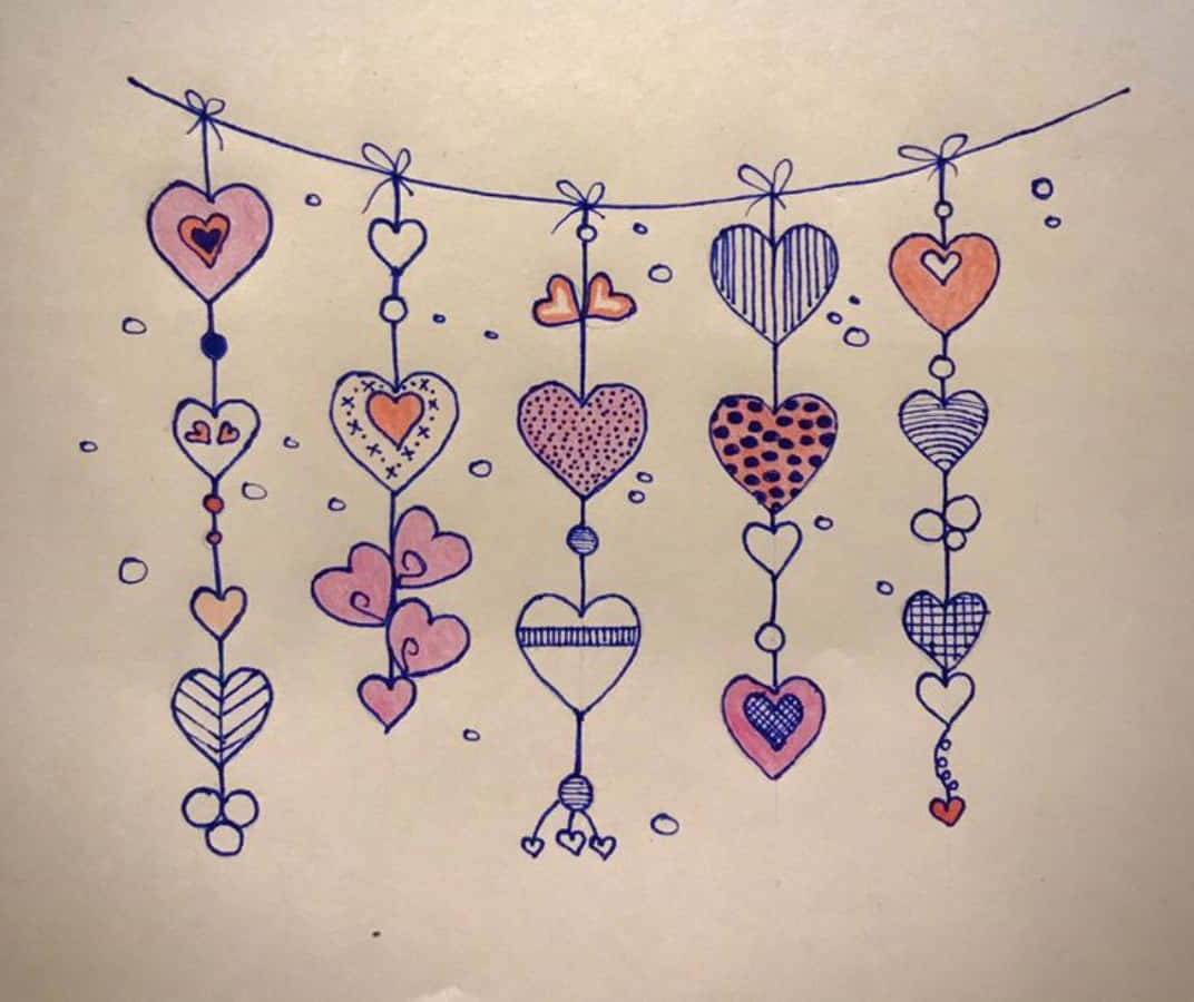 Heart Doodle, beige background, hand-drawn hearts, SD Desktop Wallpaper
