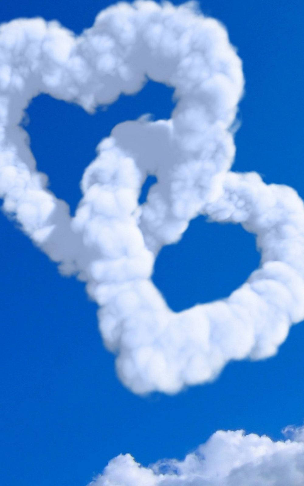 heart-shaped clouds, vibrant blue sky, soft wisps, HD Phone Wallpaper
