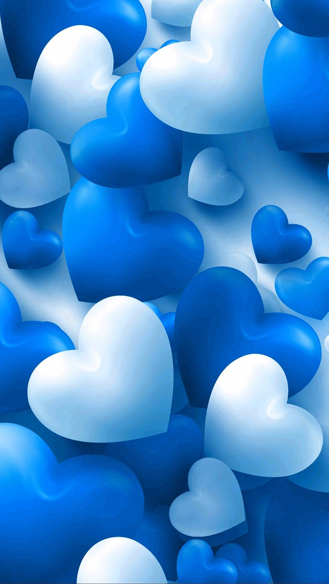 Majestic Heart iPhone Display, glossy blue, white hearts, Full HD Phone Wallpaper