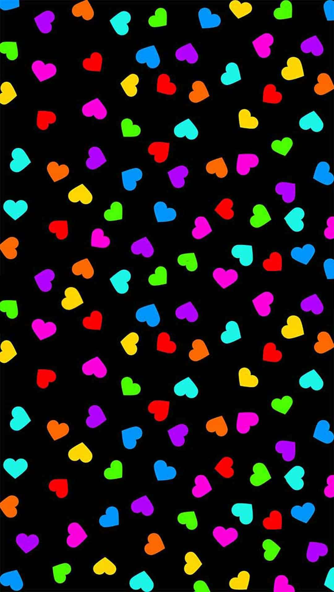 rainbow heart, Neon Rainbow Heart Pattern, vibrant rainbow hearts, HD Phone Wallpaper