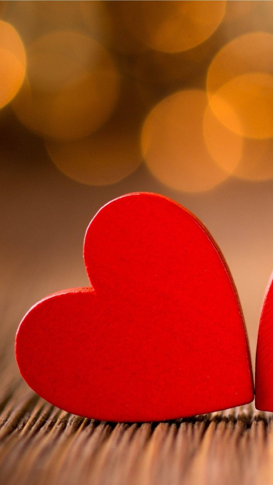 Heart iPhone, vibrant red, wooden heart, Full HD Phone Wallpaper