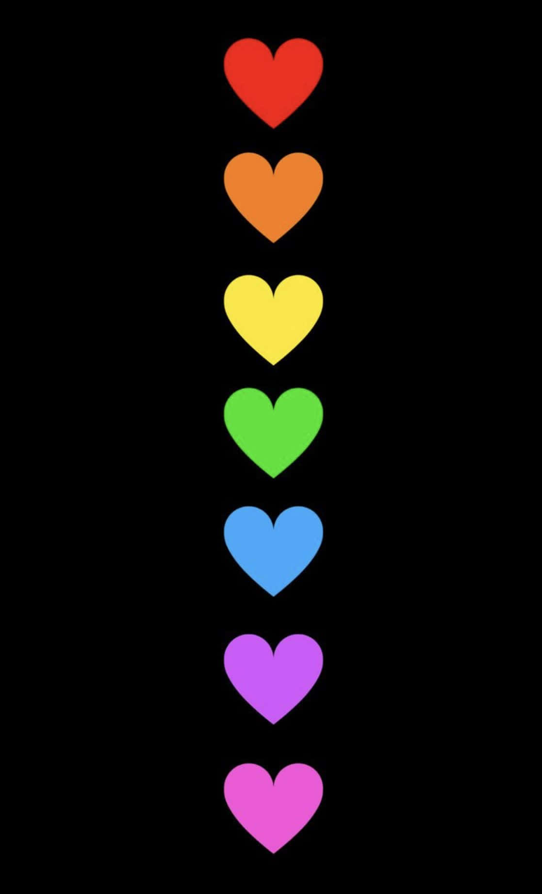 rainbow heart, red orange yellow green blue purple pink, black background, HD Phone Wallpaper