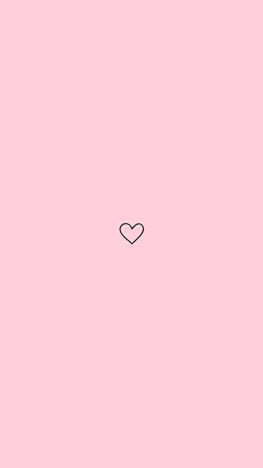 pastel pink, black outline heart, soft pink background, HD Phone Wallpaper
