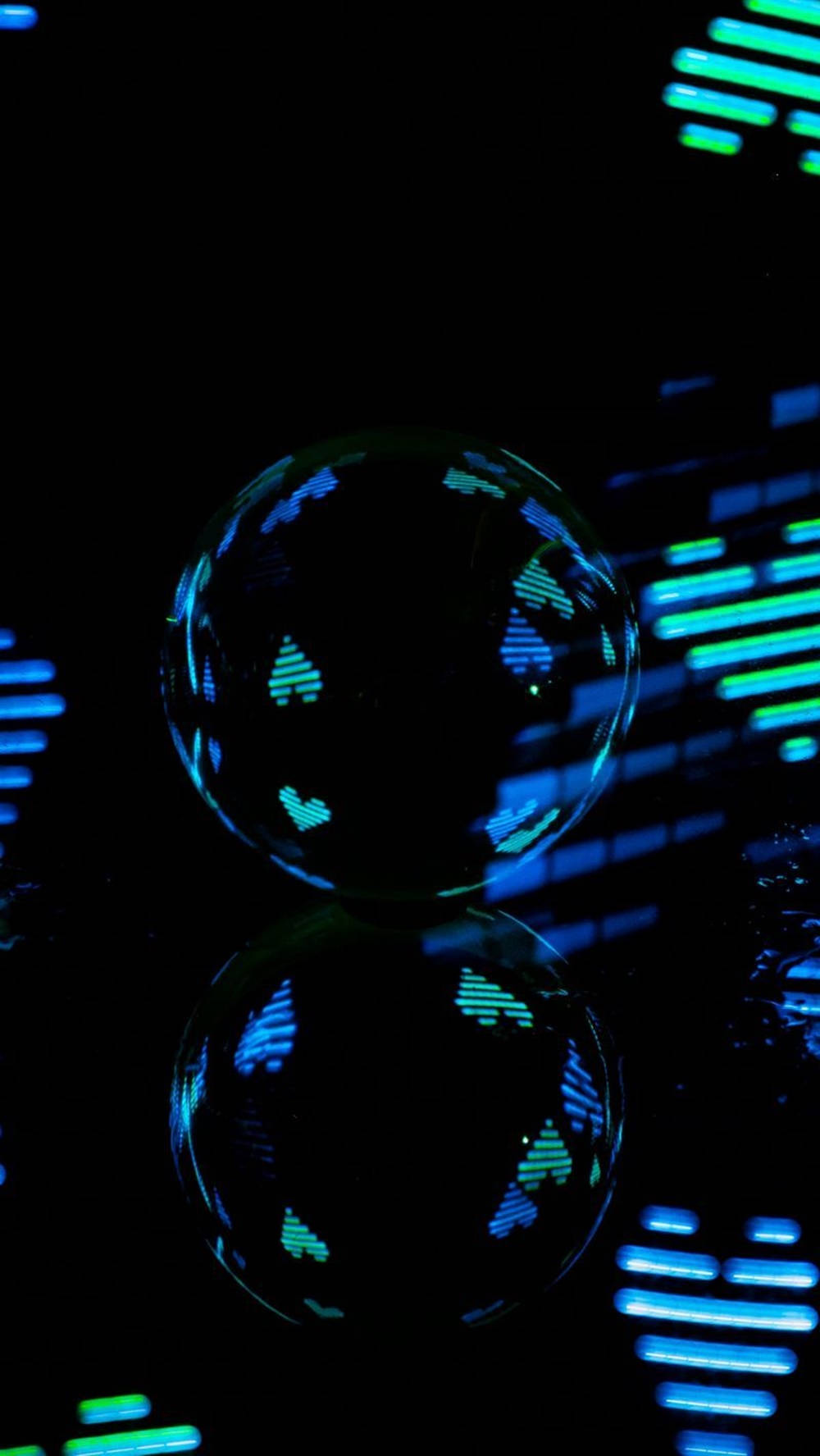 Heart iPhone, blue, glowing blue bubble, HD Phone Wallpaper
