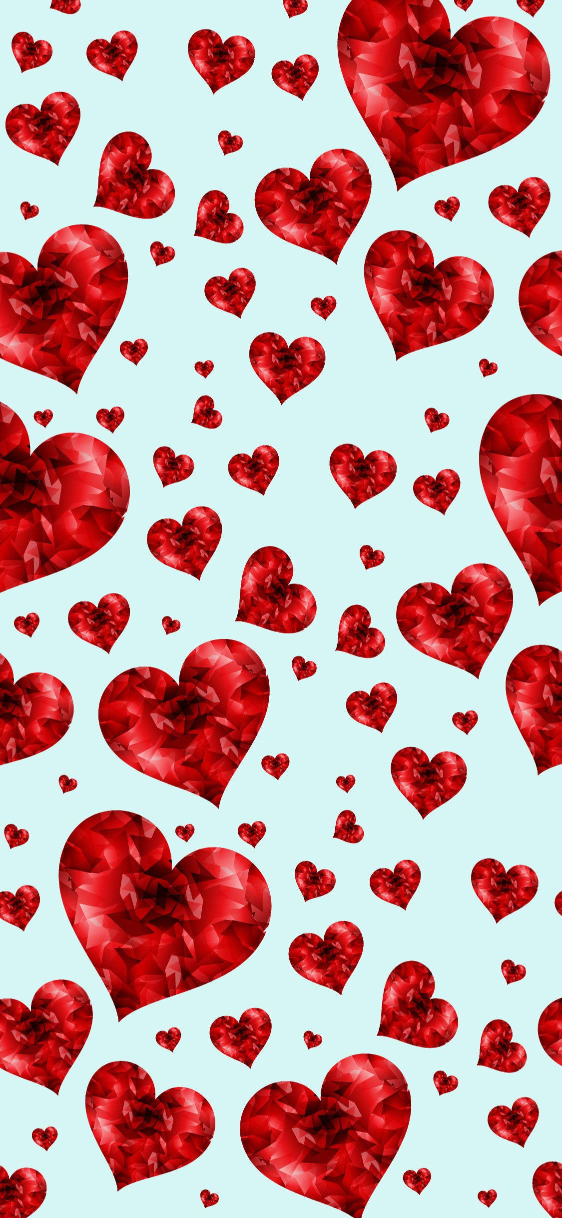 heart, red gemstone, mint green, Full HD Phone Wallpaper