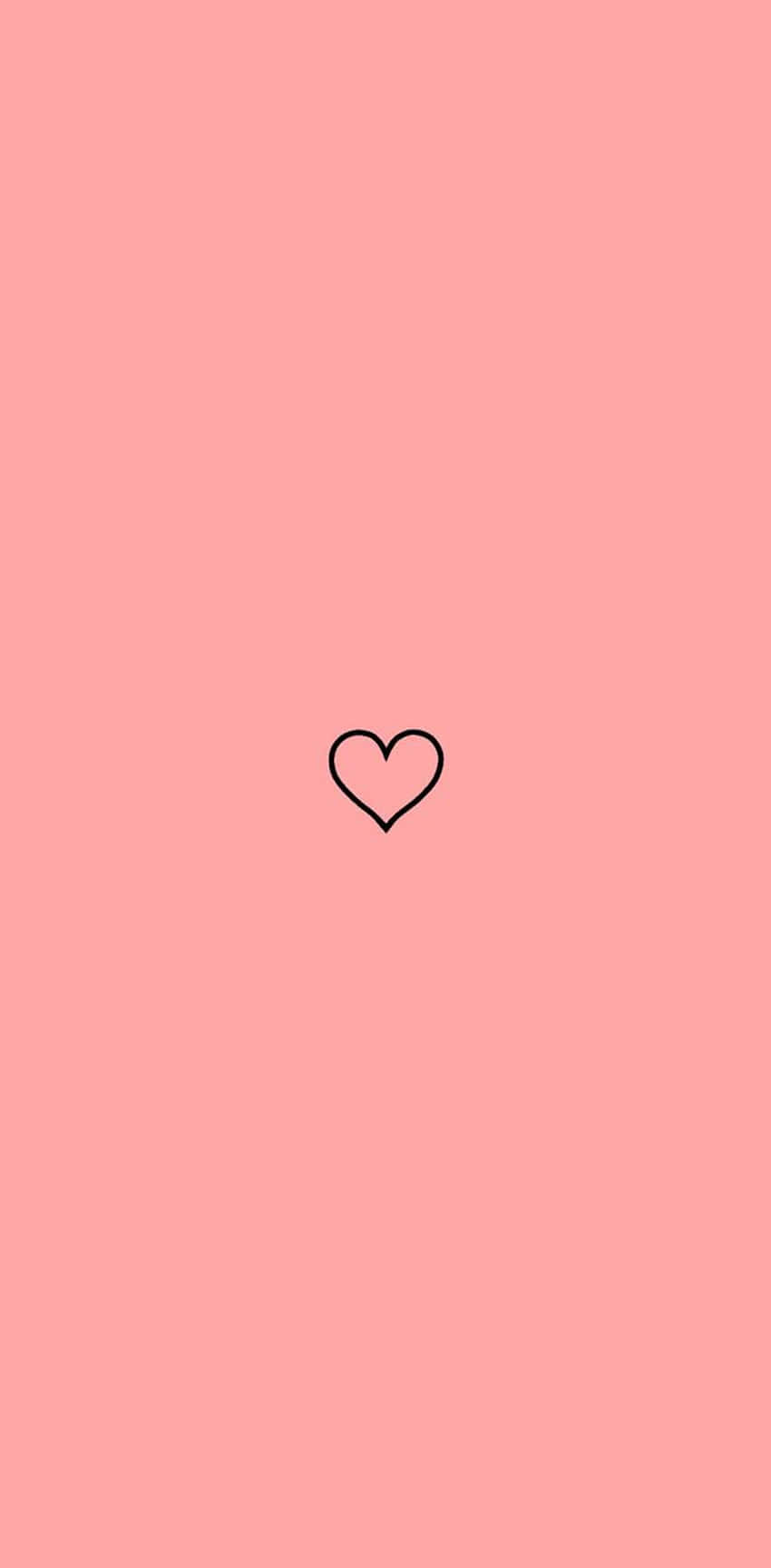 pink heart, black outline heart, solid soft pink background, HD Phone Wallpaper