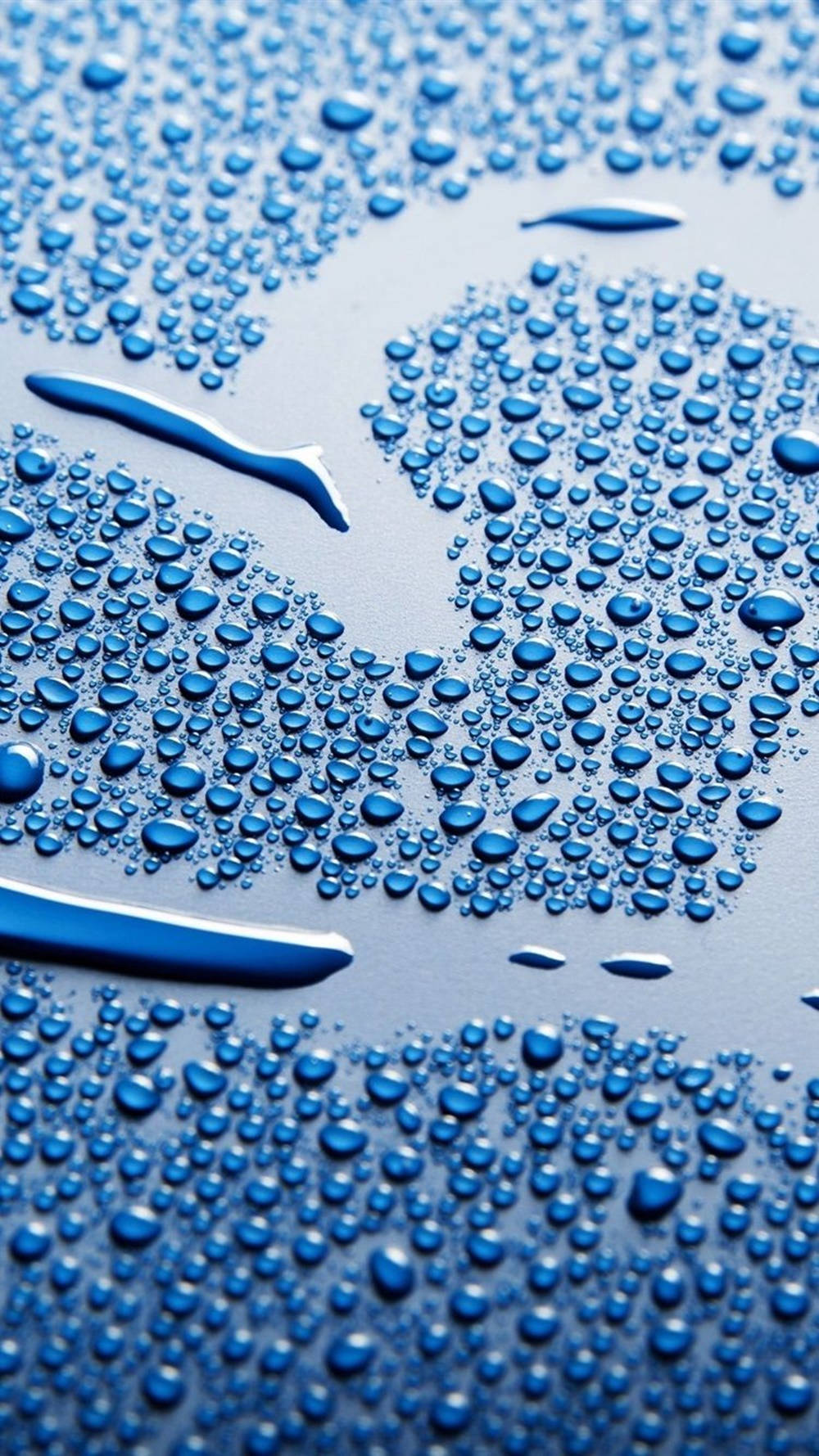 Heart iPhone, blue water droplets, metallic surface, HD Phone Wallpaper