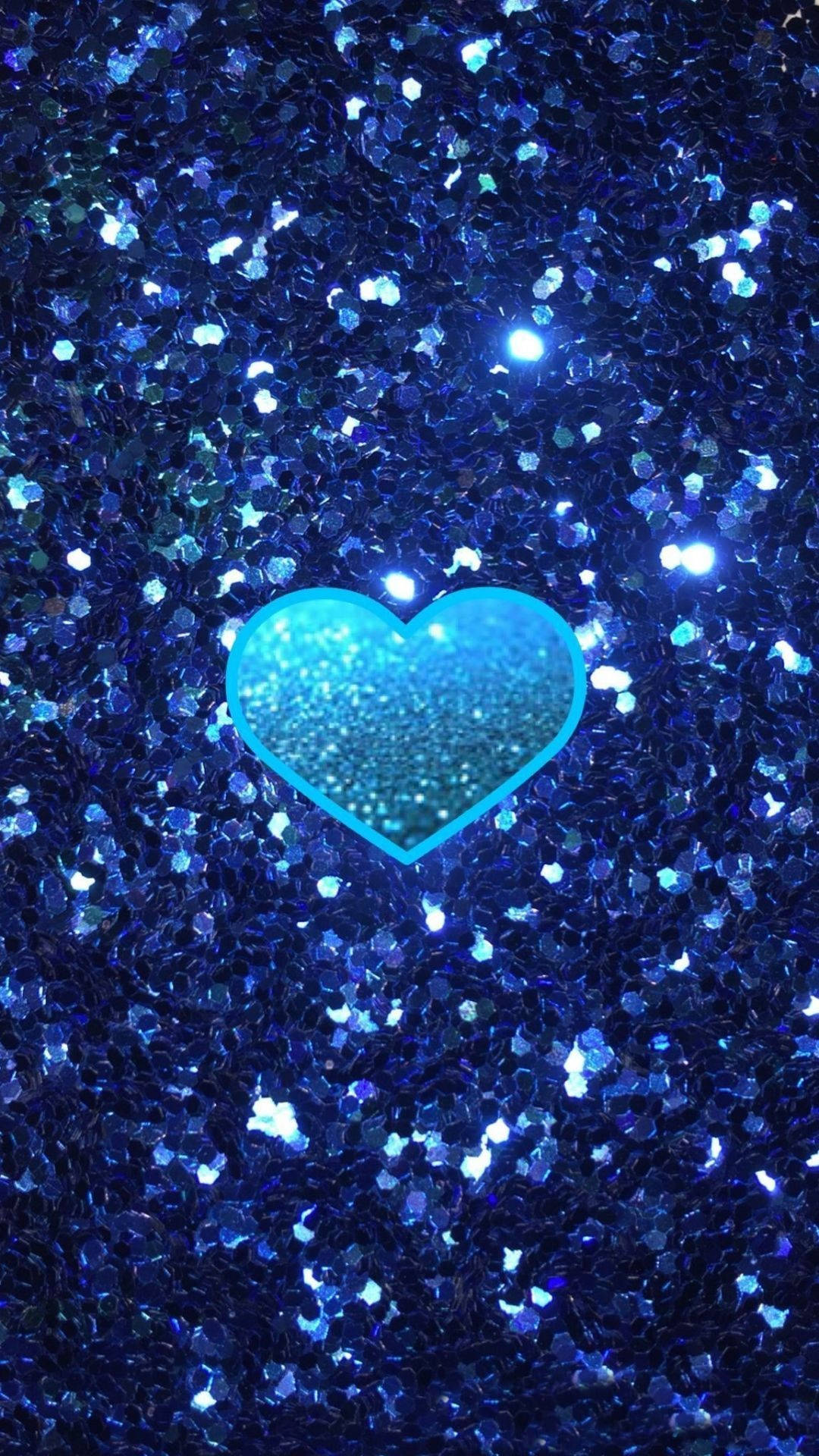 glowing cyan heart, glittery texture, sparkling dark blue sequins, Full HD Phone Wallpaper