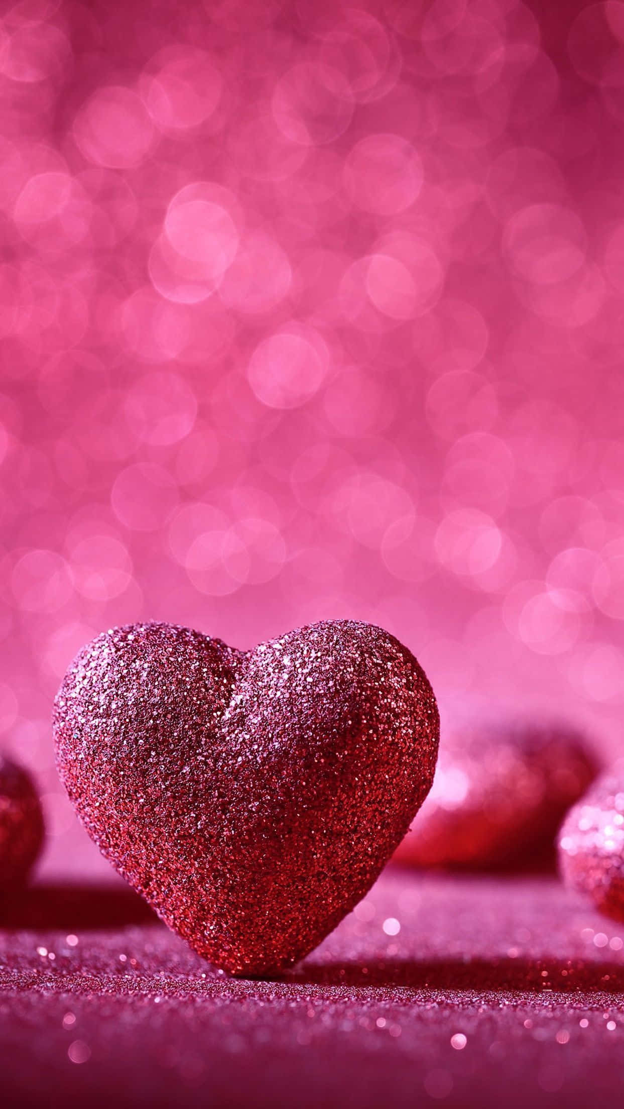 glitter pink hearts, dreamy bokeh, shimmering pink lights, Full HD Phone Wallpaper