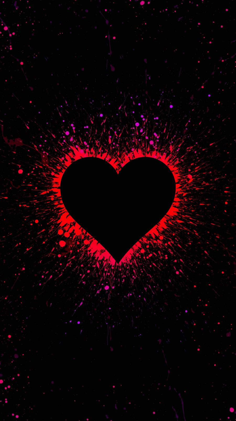 black heart, vibrant red splatter, dark background, HD Phone Wallpaper