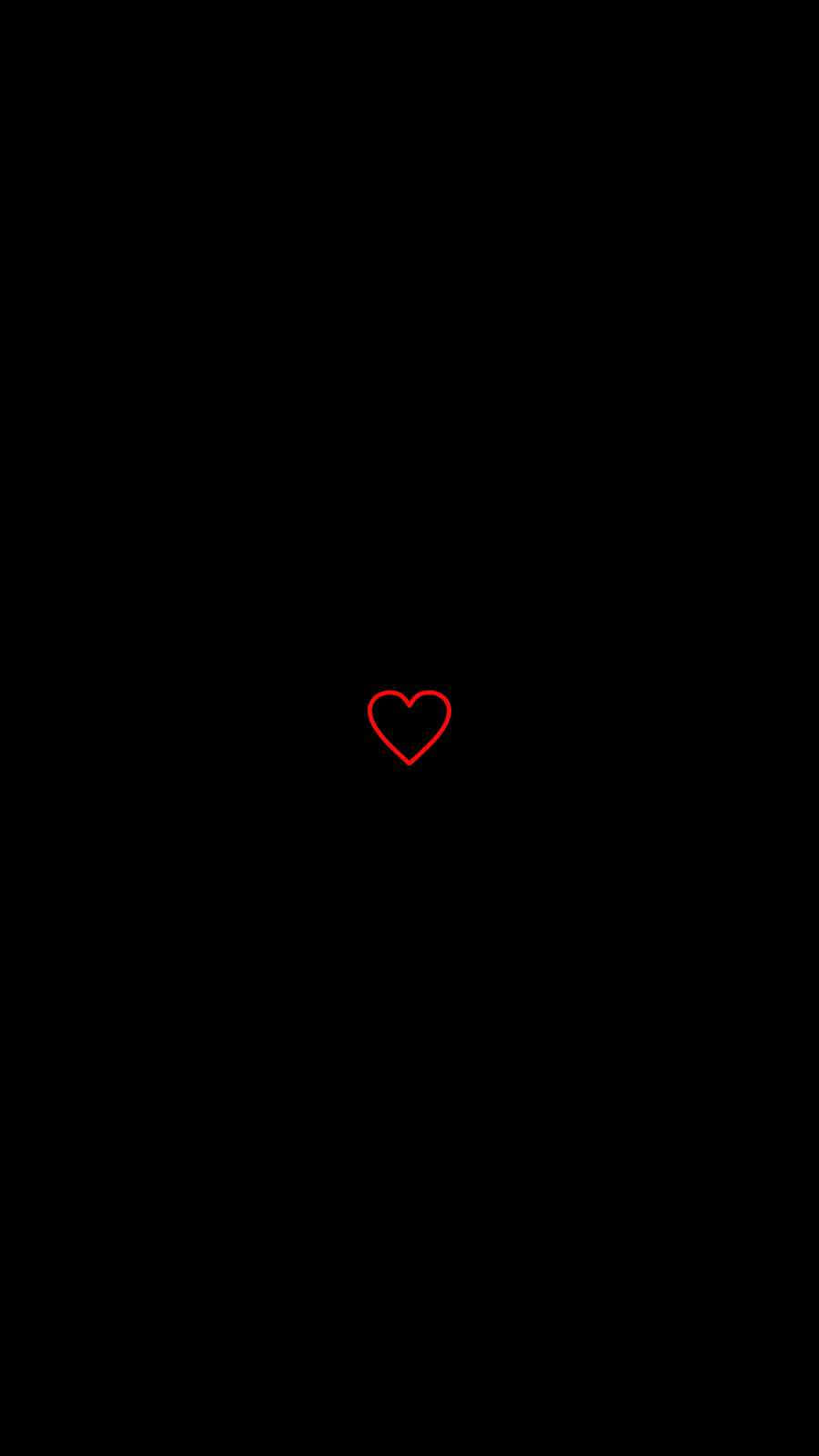 red outline black heart, glowing red heart outline, pure black background, HD Phone Wallpaper