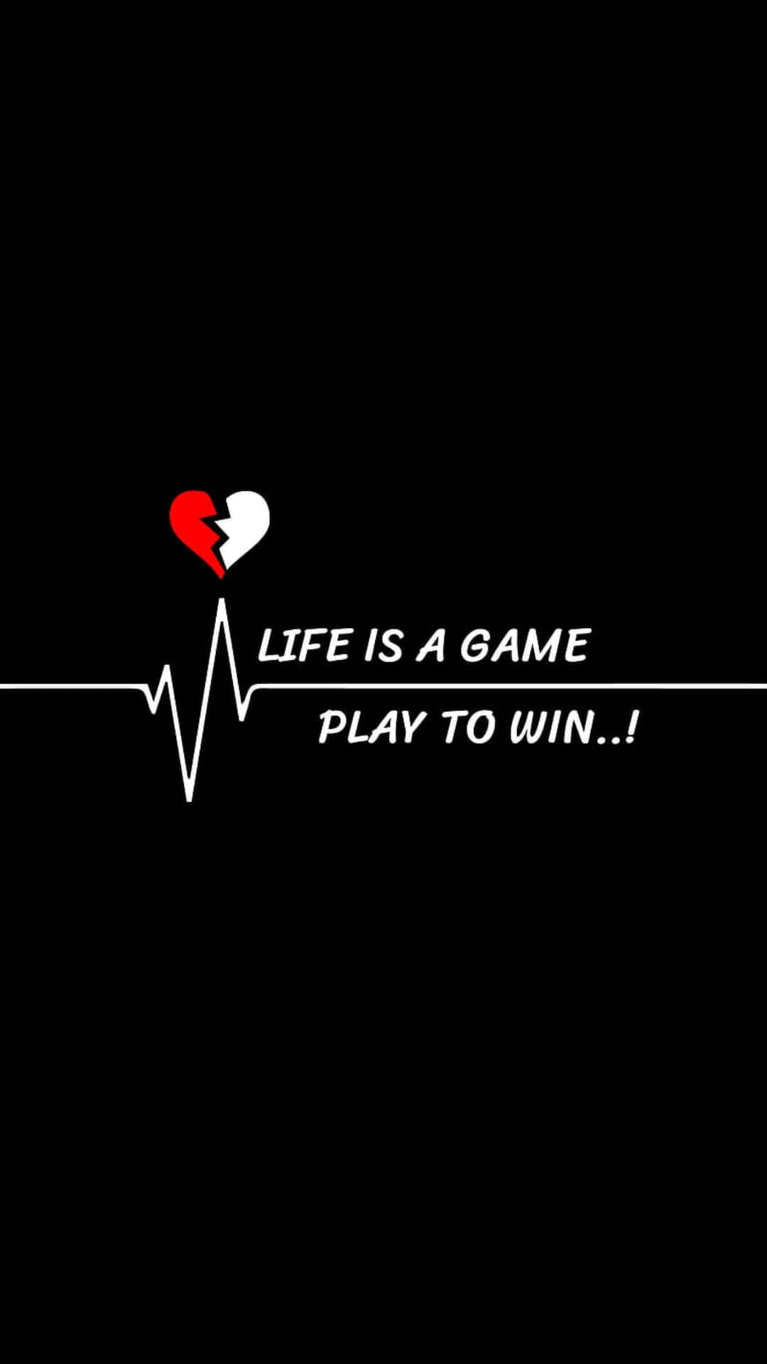 black heart iPhone, red and white heart, white heartbeat line, Full HD Phone Wallpaper