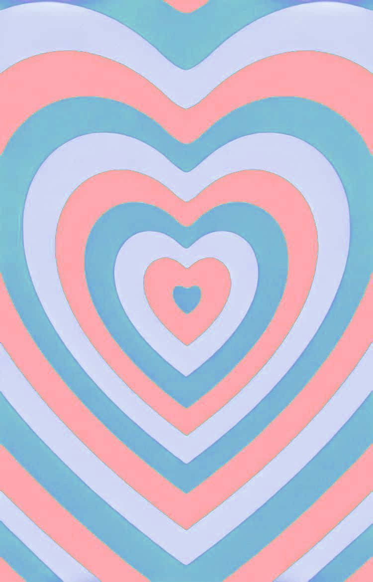 concentric hearts, pastel pink, pastel blue, SD Phone Wallpaper