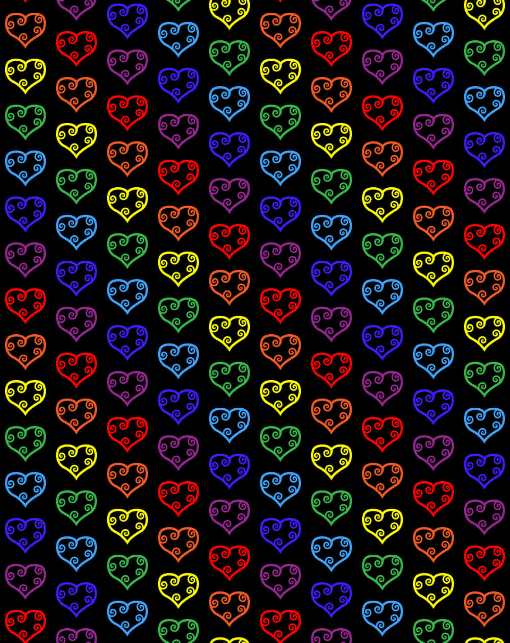 rainbow heart, colorful rainbows, swirling patterns, SD Phone Wallpaper