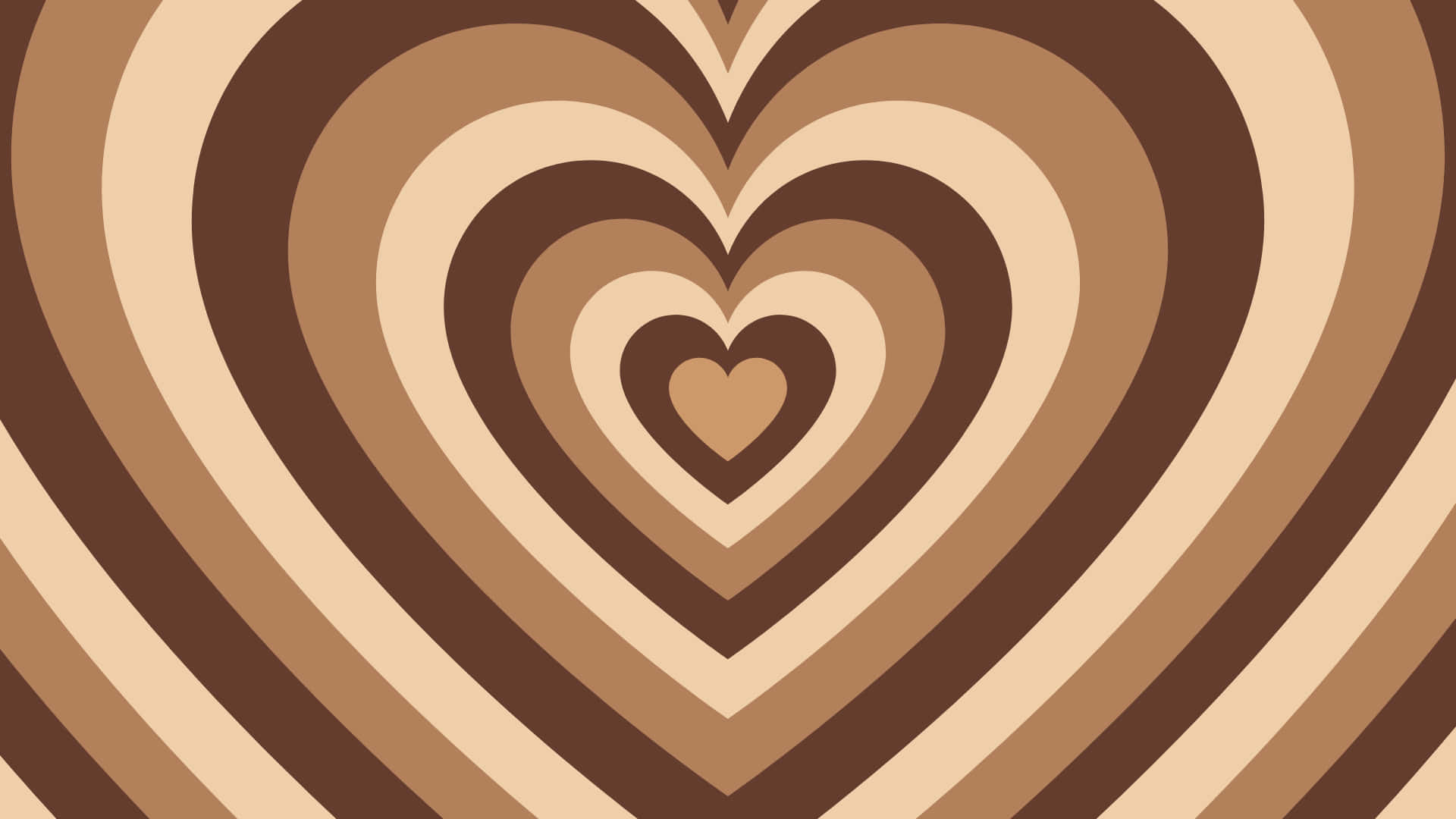 concentric hearts pattern, warm brown tones, retro geometric, Full HD Desktop Wallpaper