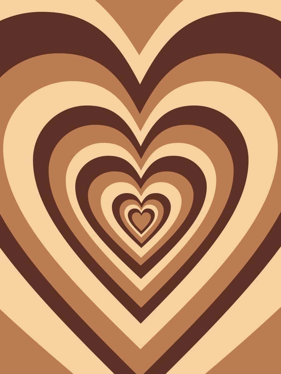 abstract brown heart pattern, concentric hearts, brown beige, SD Phone Wallpaper