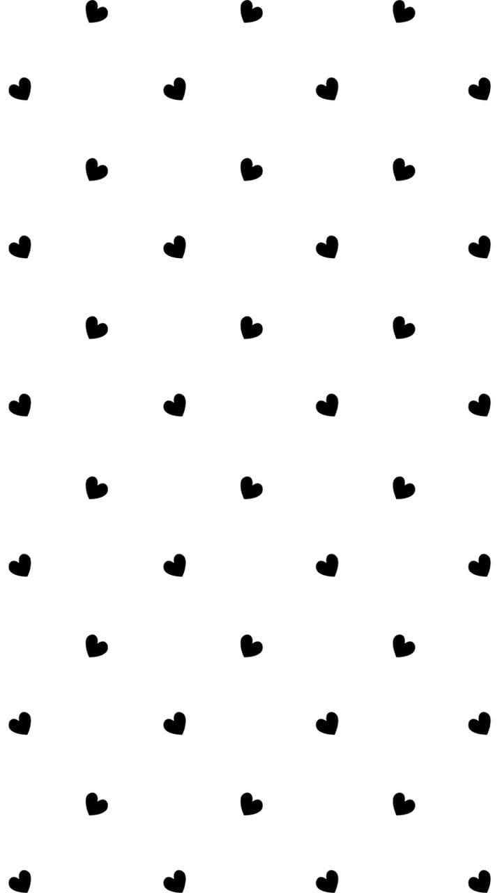 black heart shapes, white background, repeating pattern, HD Phone Wallpaper
