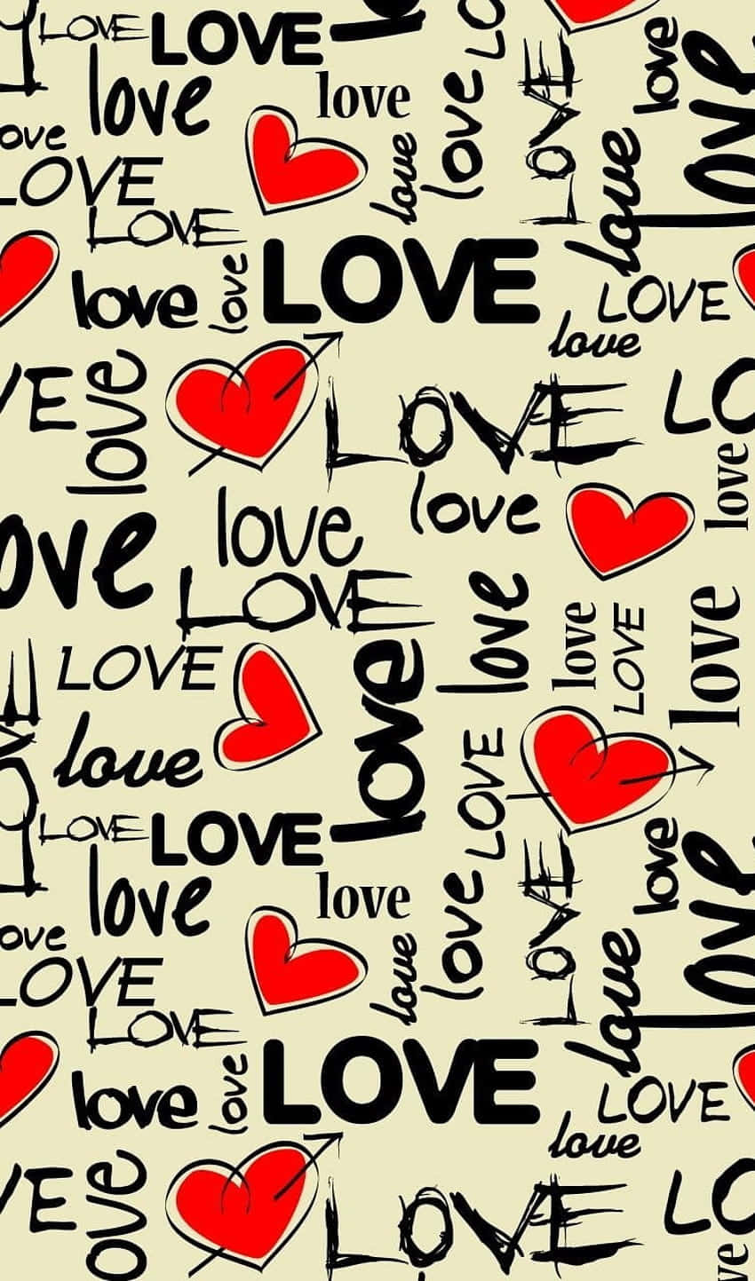 beige background, red hearts, love, HD Phone Wallpaper