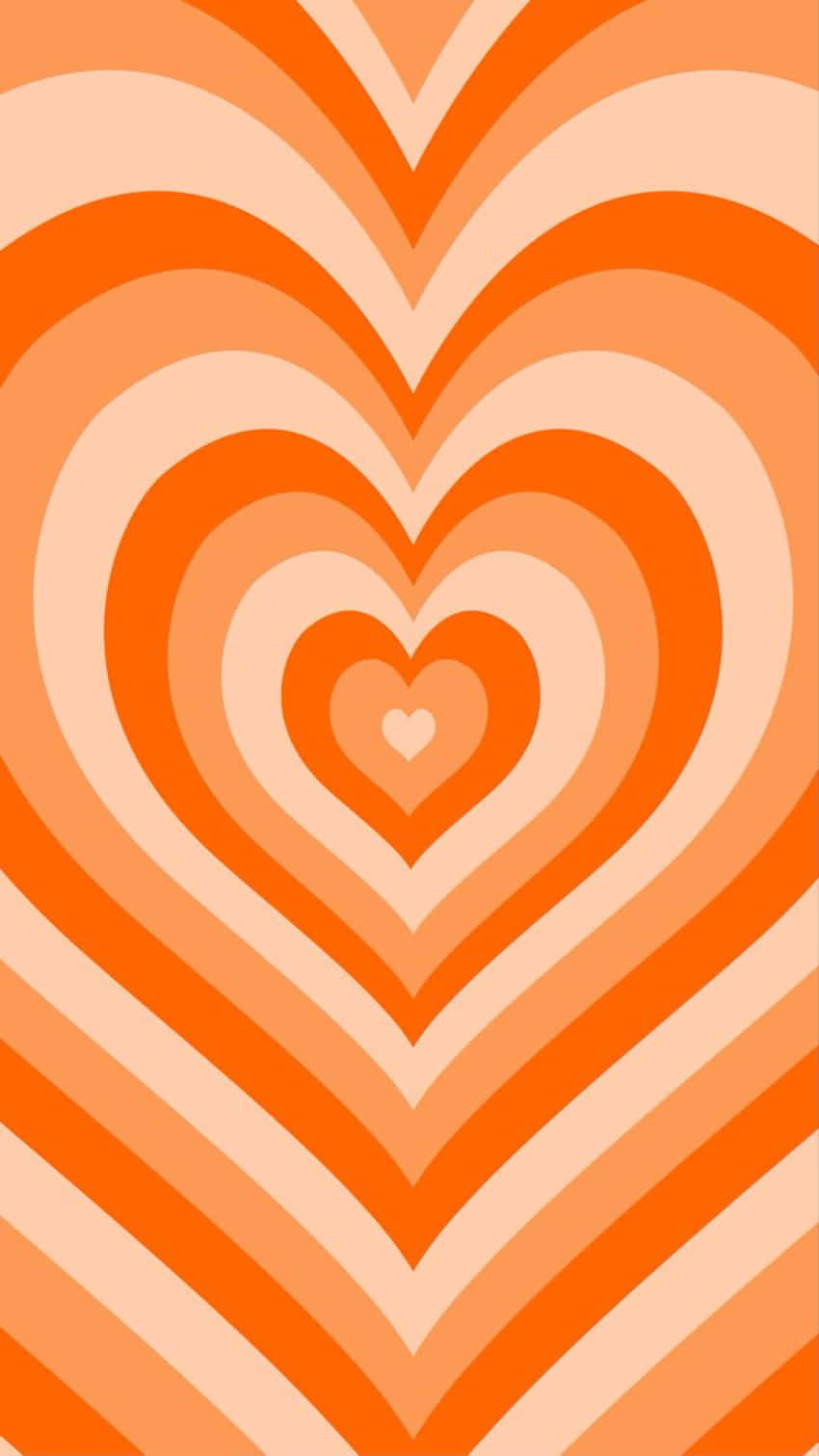 abstract orange heart pattern, vibrant concentric hearts, warm orange tones, HD Phone Wallpaper