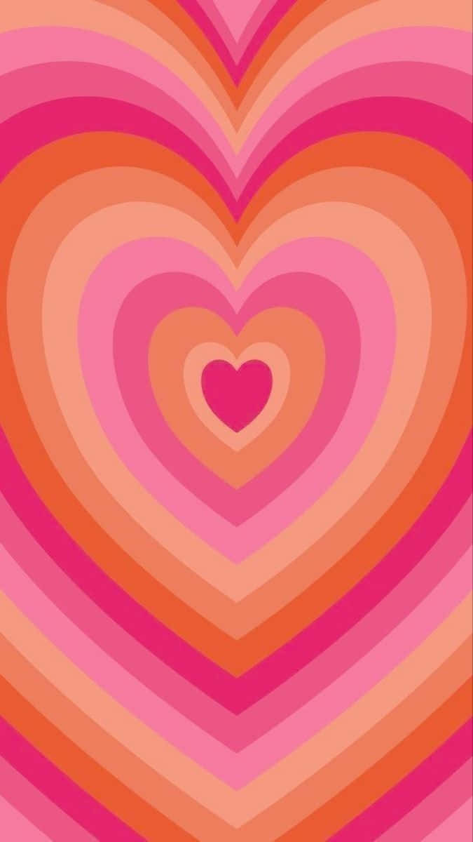 abstract heart pattern, pink, orange, SD Phone Wallpaper