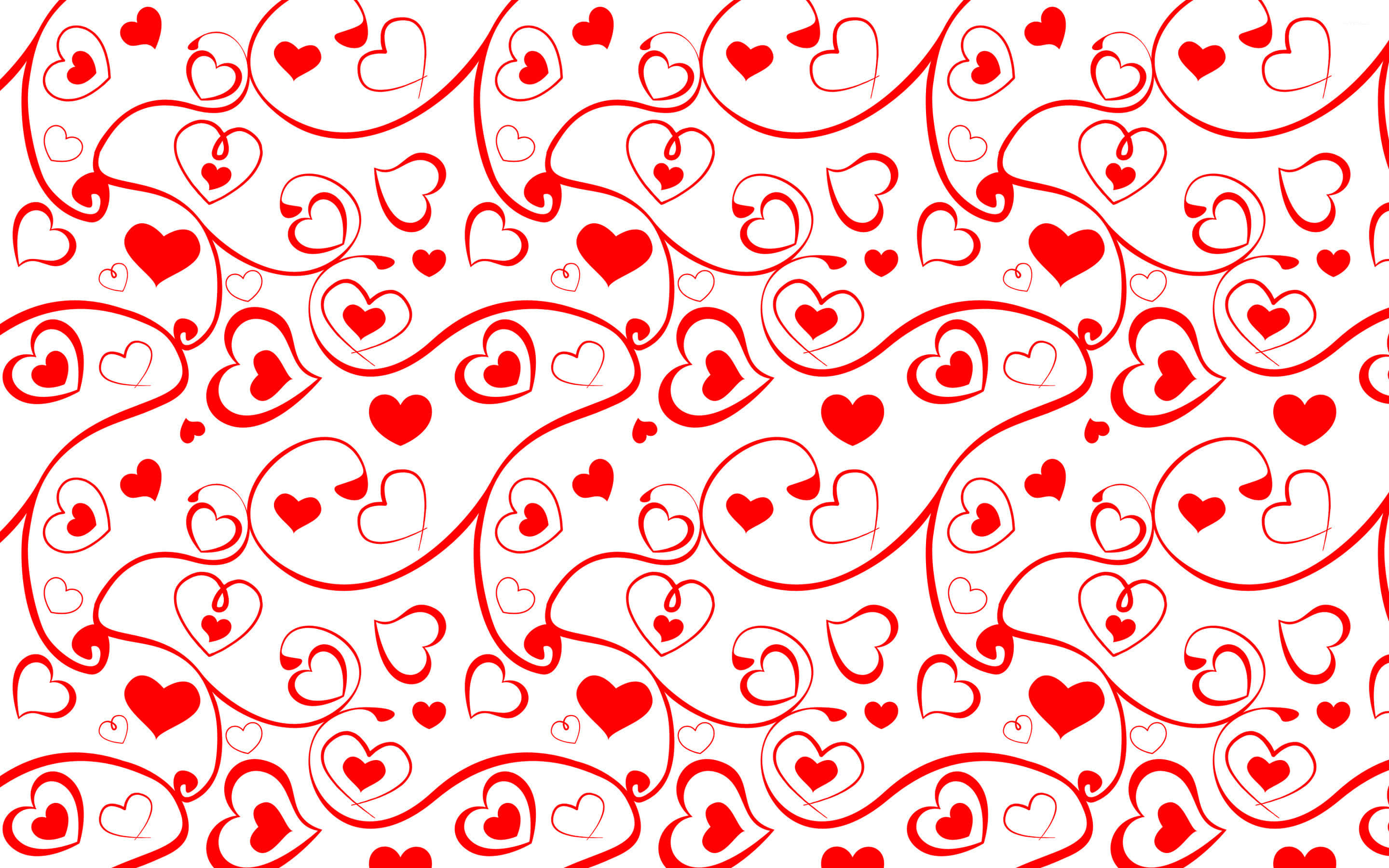 heart pattern, vibrant red, clean white background, 2K Desktop Wallpaper