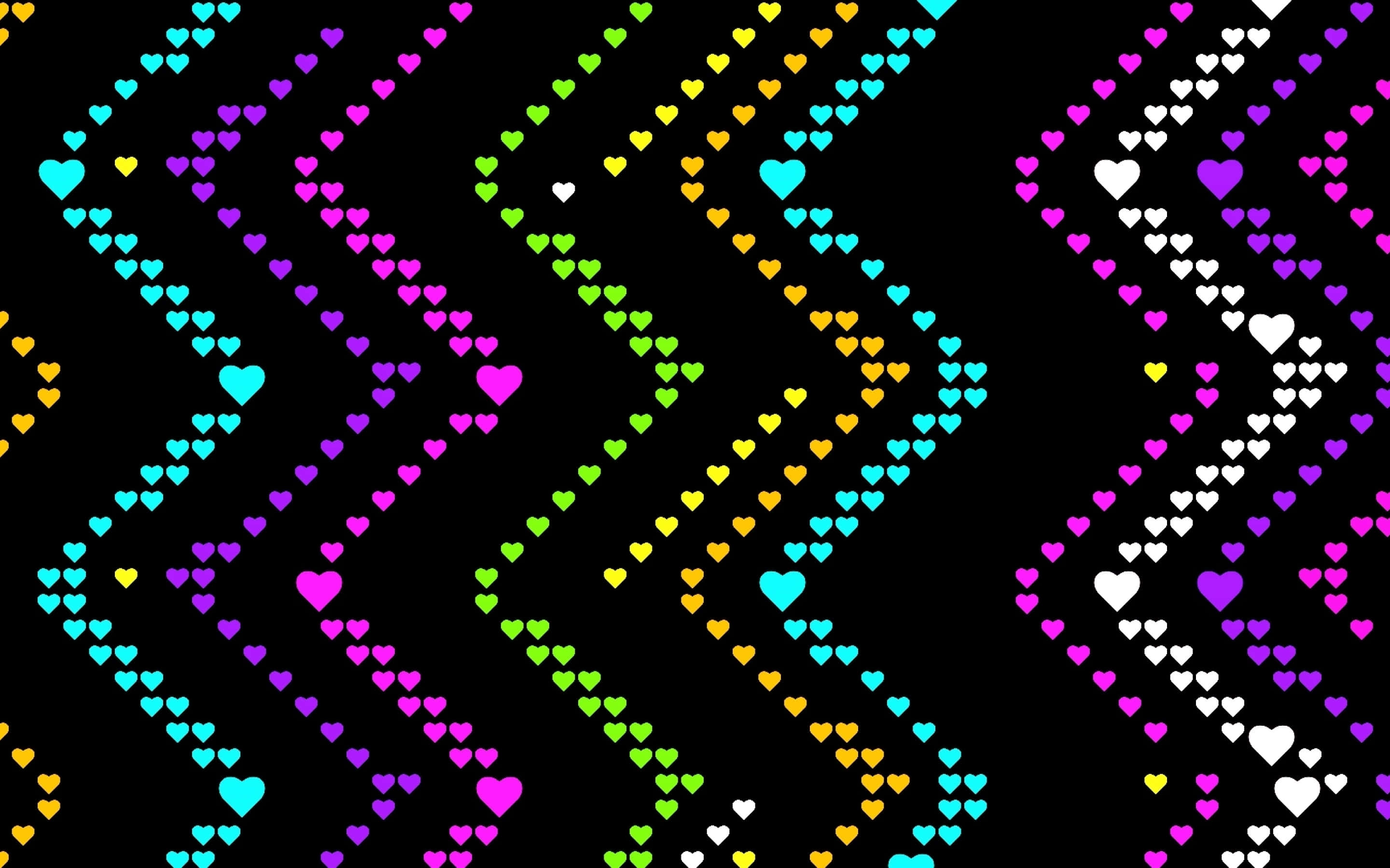 Heart Pattern, neon hearts, diagonal streams, 2K Desktop Wallpaper