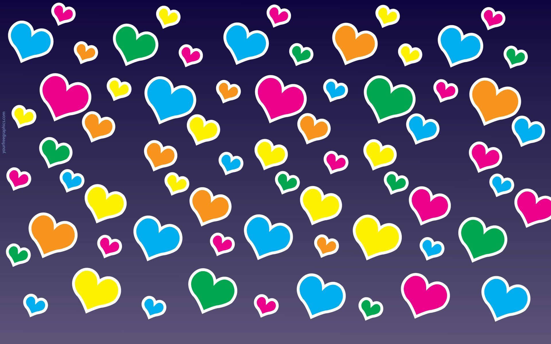 Heart Pattern, dark purple gradient, confetti, Full HD Desktop Wallpaper