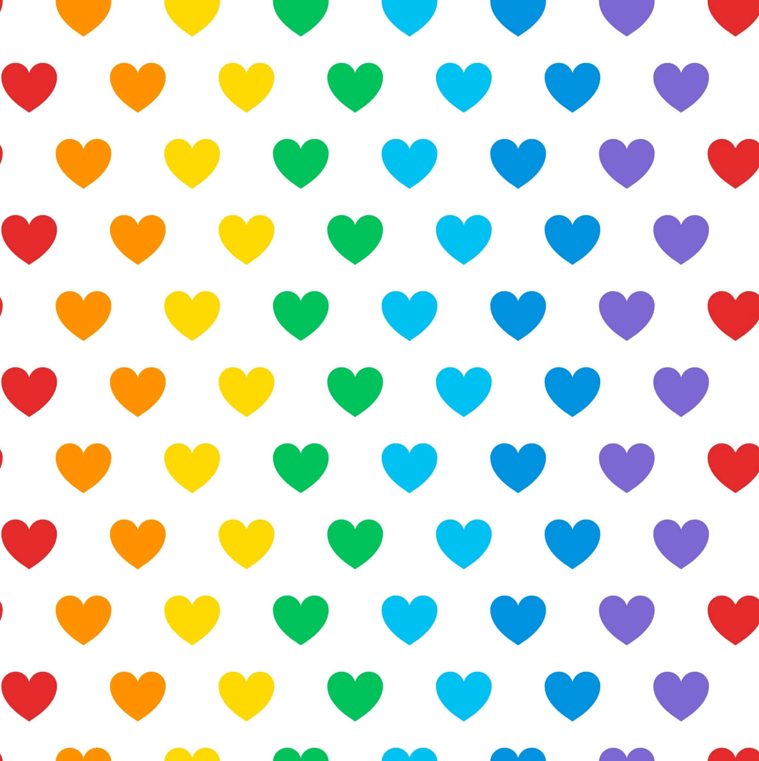 Heart Pattern, rainbow-colored hearts, white background, HD Phone Wallpaper