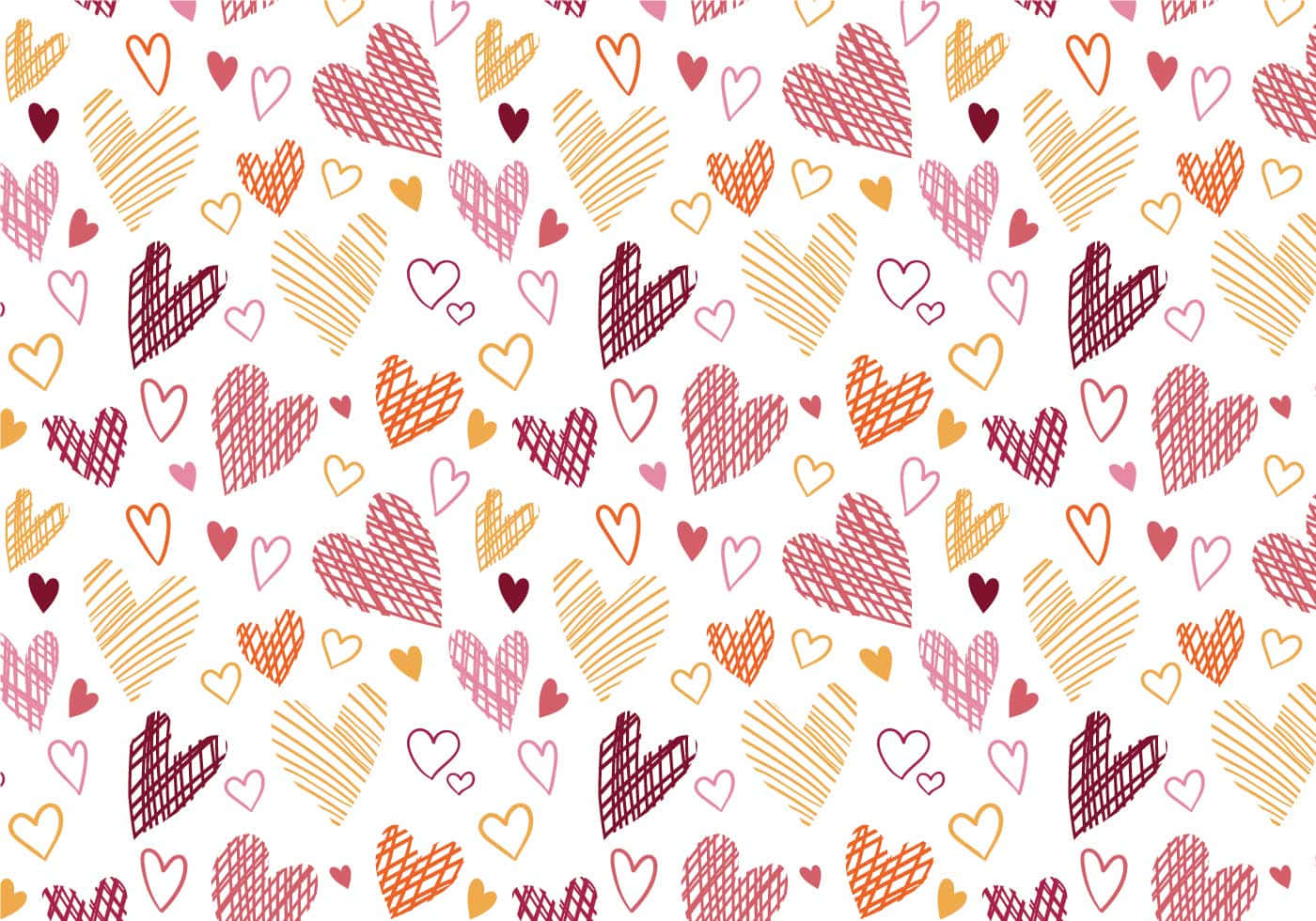 Heart Pattern, red, orange, HD Desktop Wallpaper