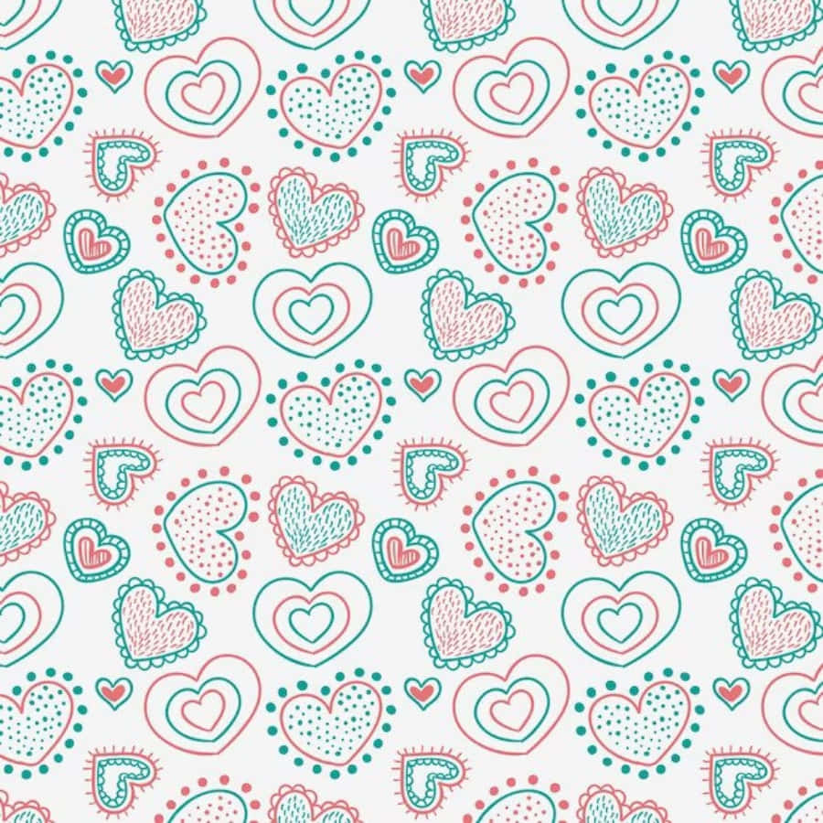 Heart Pattern, pink, teal, SD Desktop Wallpaper