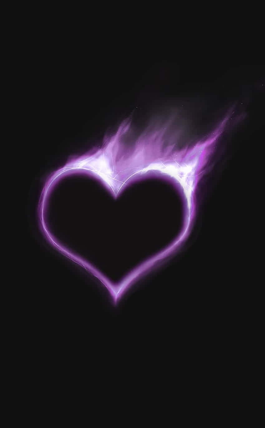 purple flaming heart, glowing purple heart outline, electric sparks, HD Phone Wallpaper
