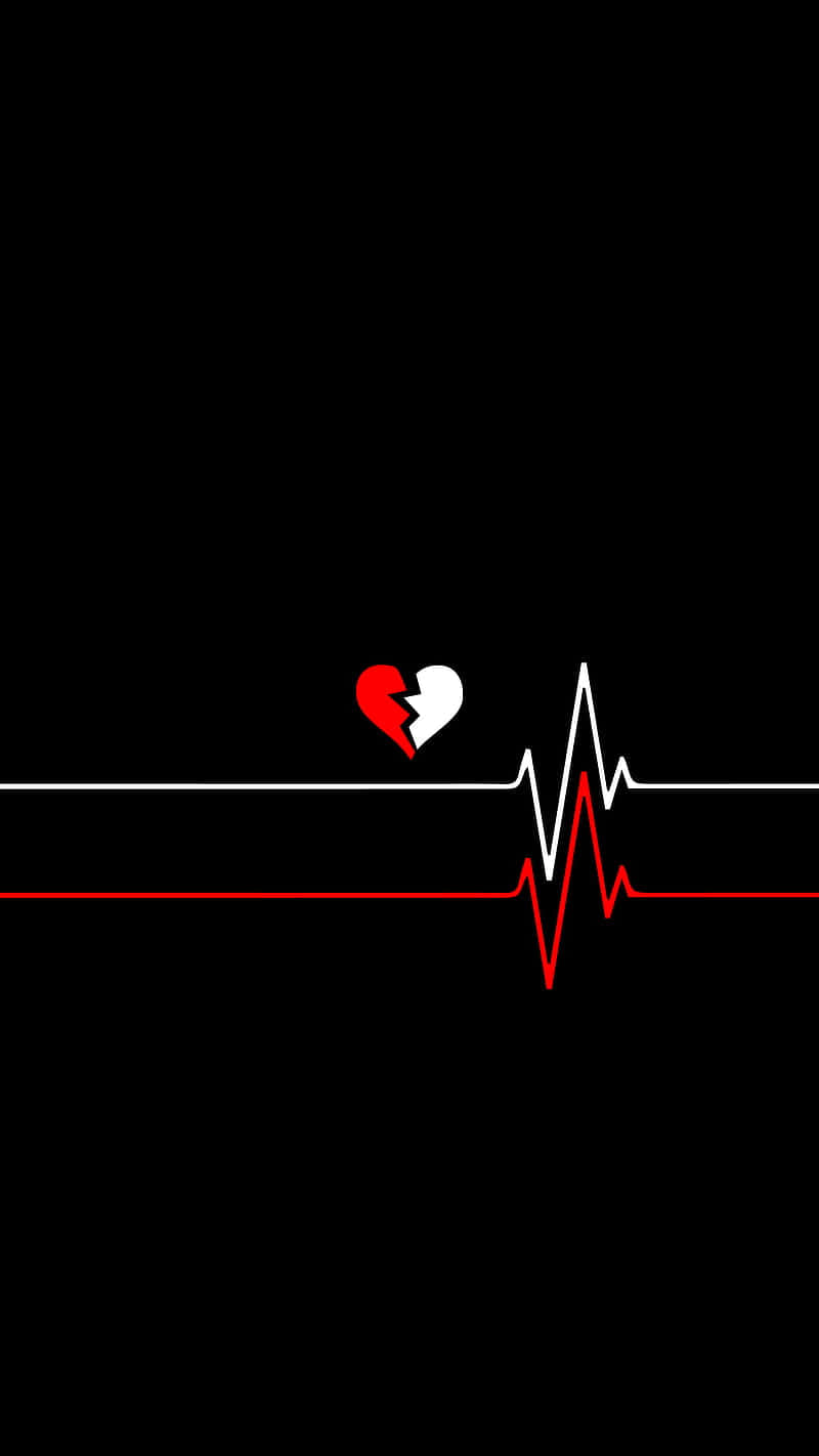 Broken Beating Heart PFP, red and white heart symbol, white and red heartbeat line, HD Phone Wallpaper