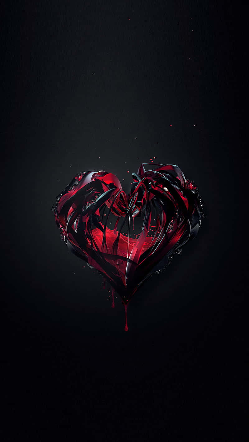 crimson heart, dripping edges, deep black background, HD Phone Wallpaper