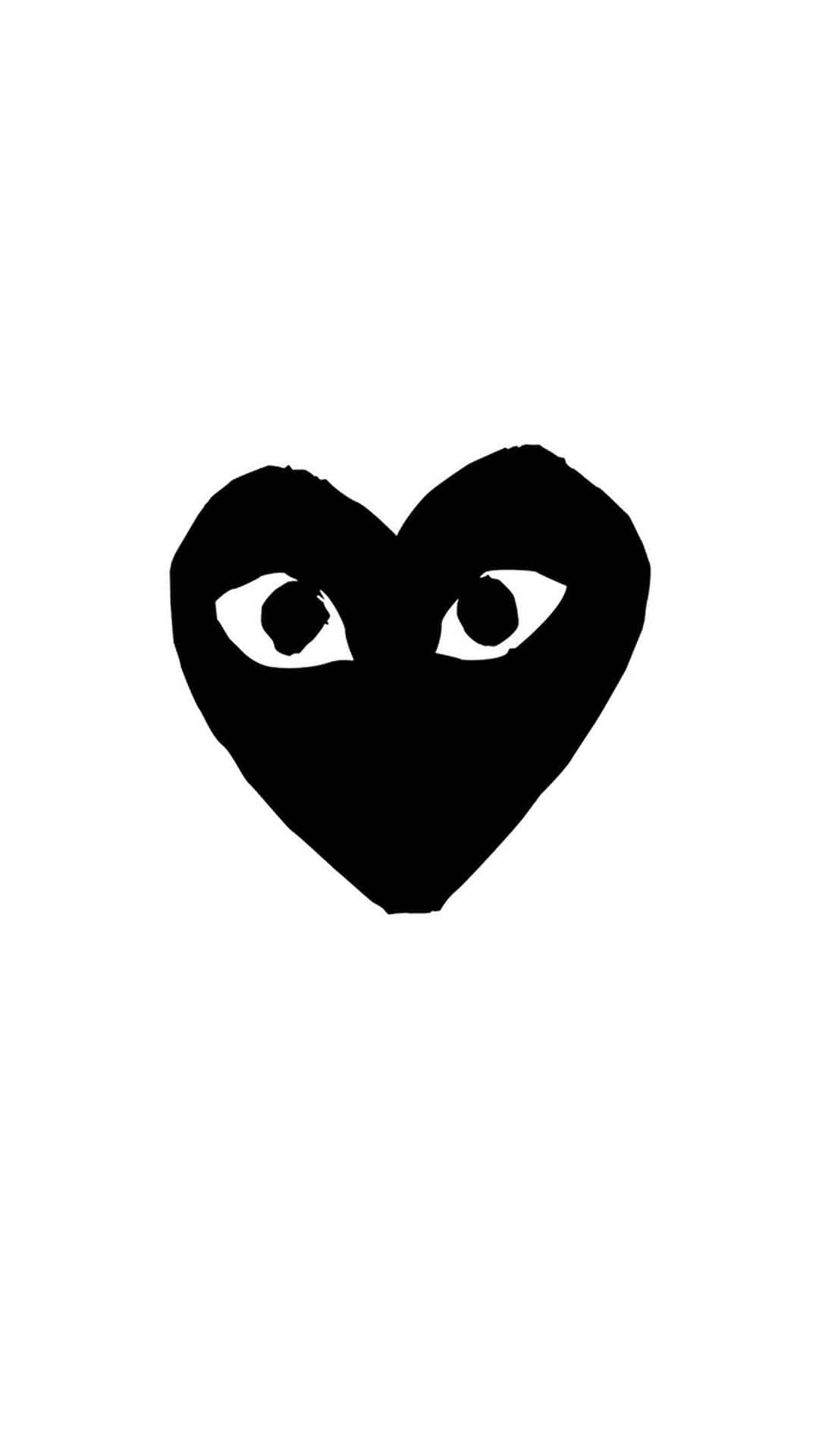 black heart, white eyes, stark white background, Full HD Phone Wallpaper