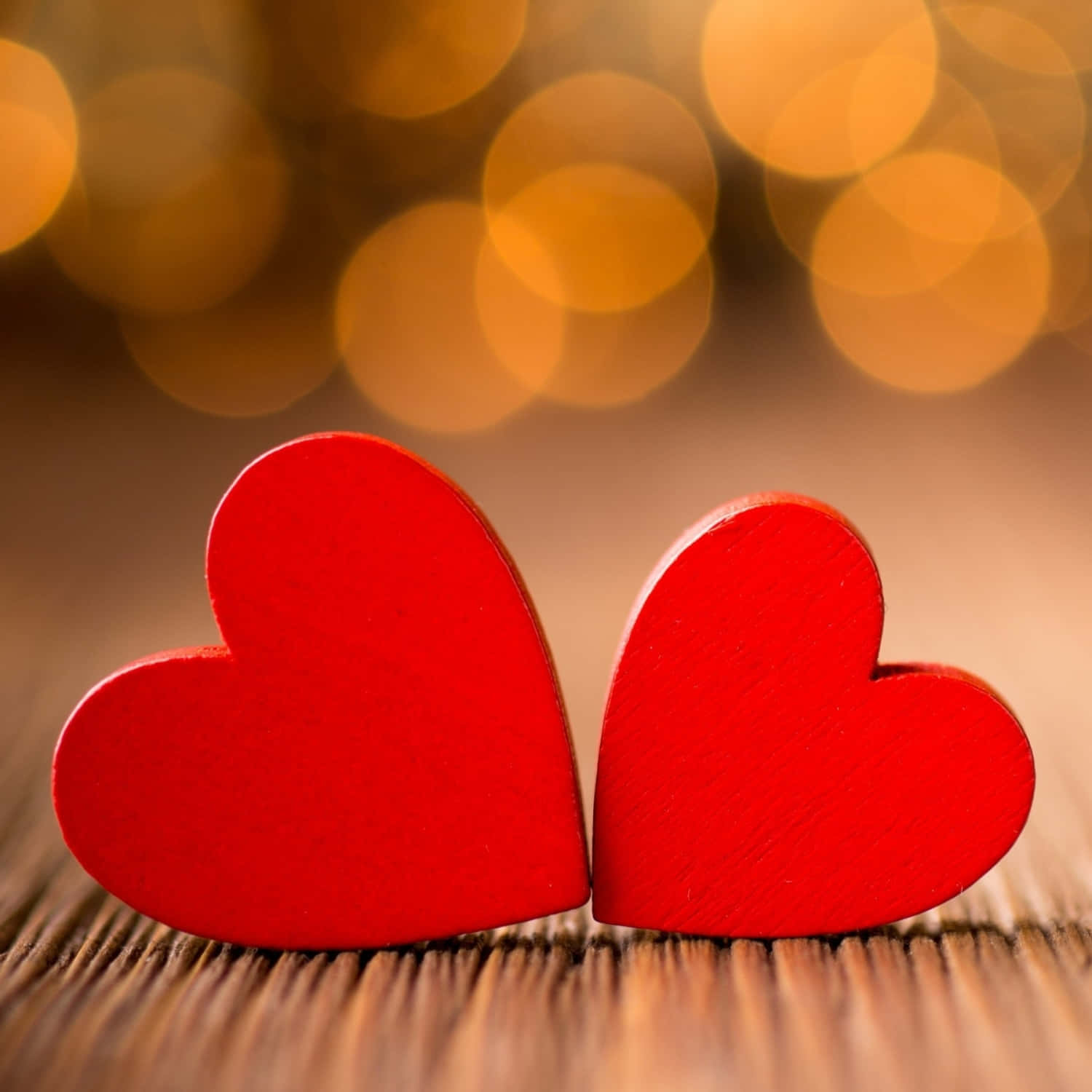Pair Heart PFP, vibrant red wooden hearts, textured wooden surface, HD Desktop Wallpaper