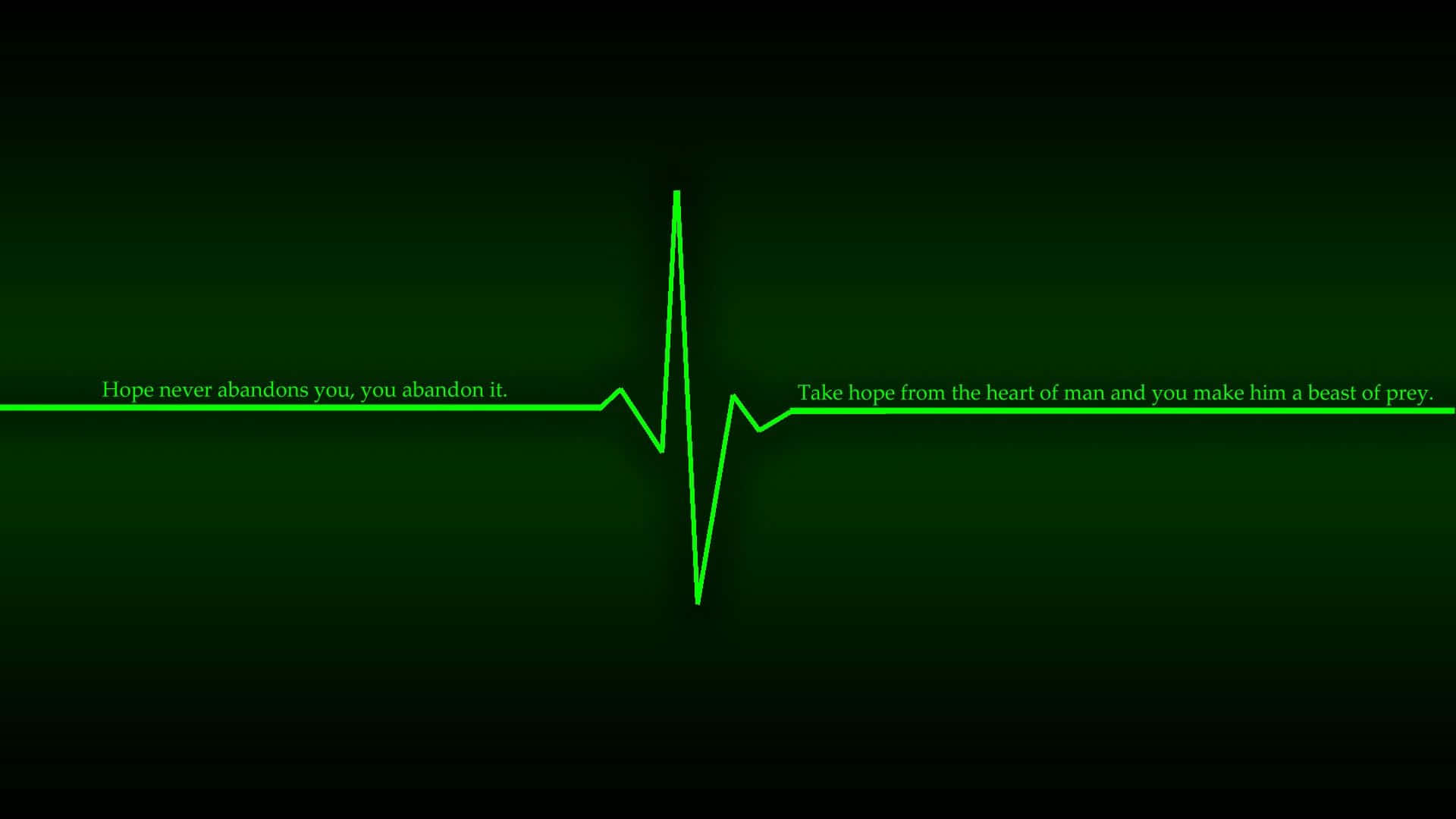 Heart Rate, glowing green heartbeat line, dark gradient background, Full HD Desktop Wallpaper