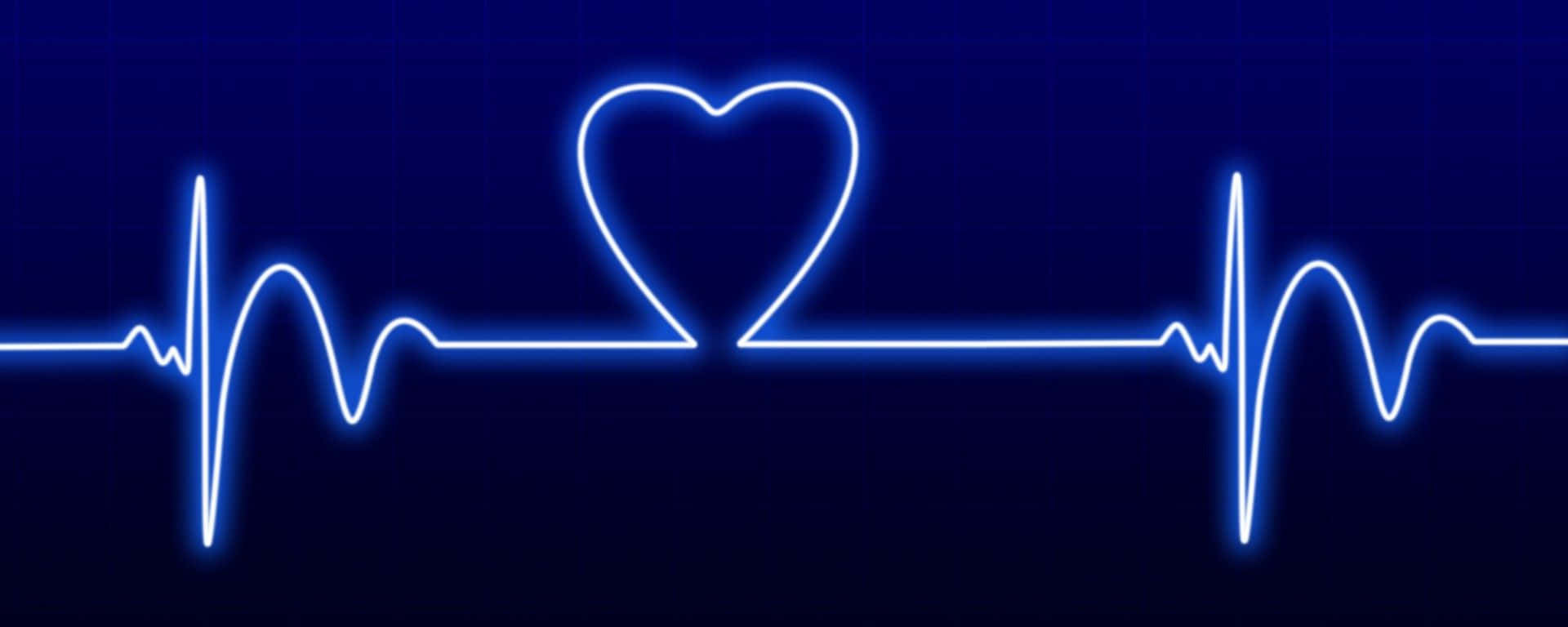 heart rate, glowing blue neon heartbeat line, heart shape, Full HD Desktop Wallpaper