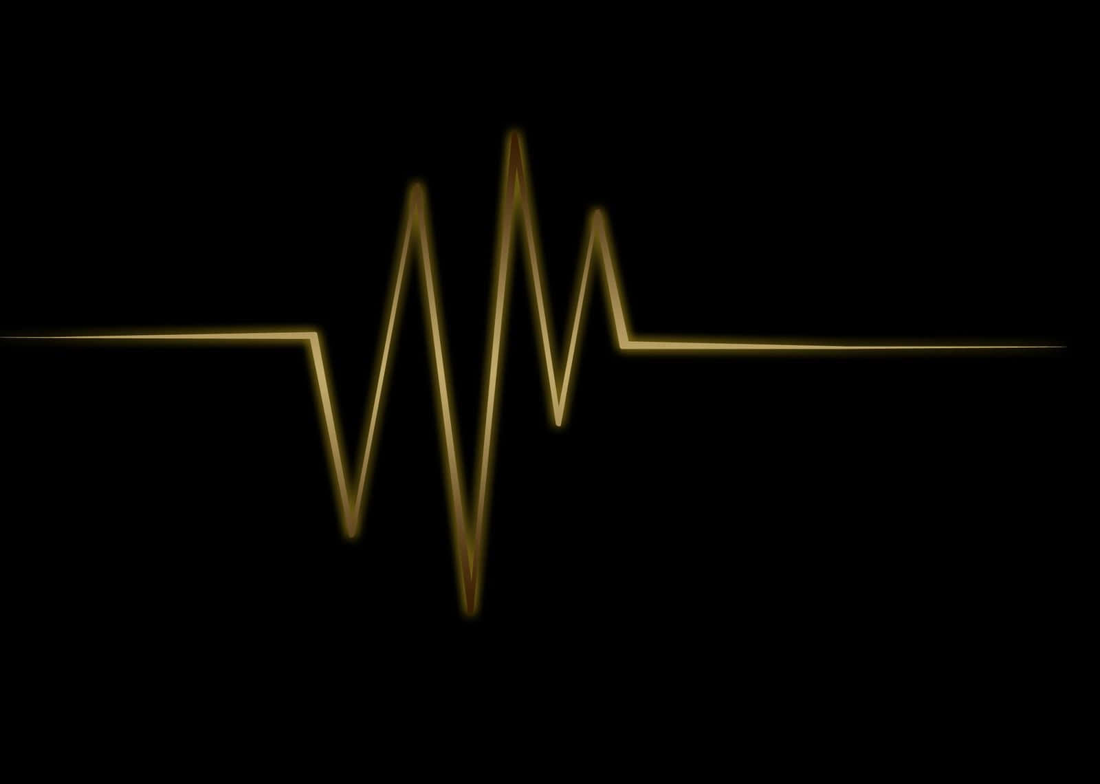 Heart Rate, golden heartbeat line, stark black background, HD Desktop Wallpaper