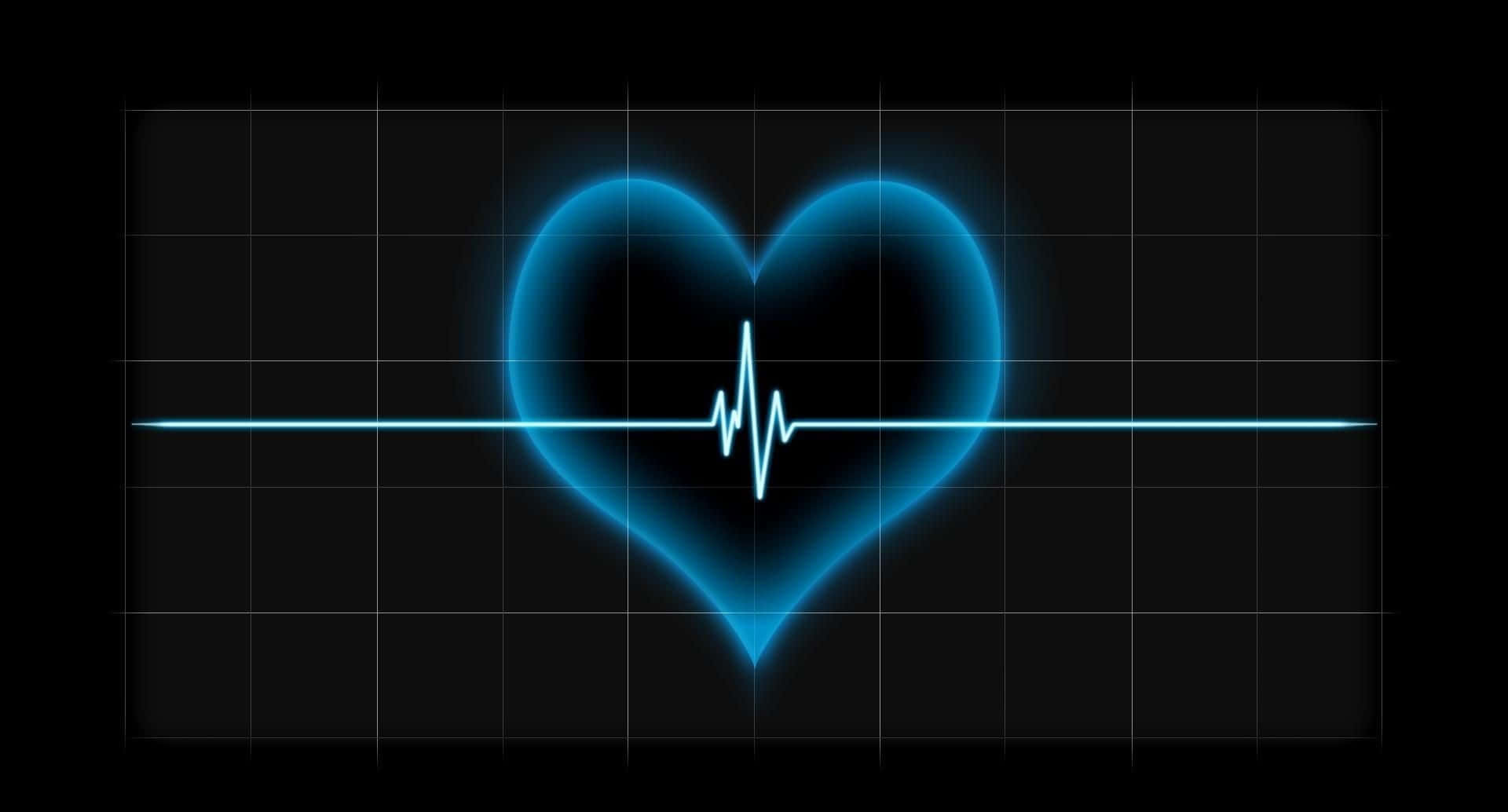 Heart Rate, glowing blue heart shape, heartbeat line, Full HD Desktop Wallpaper