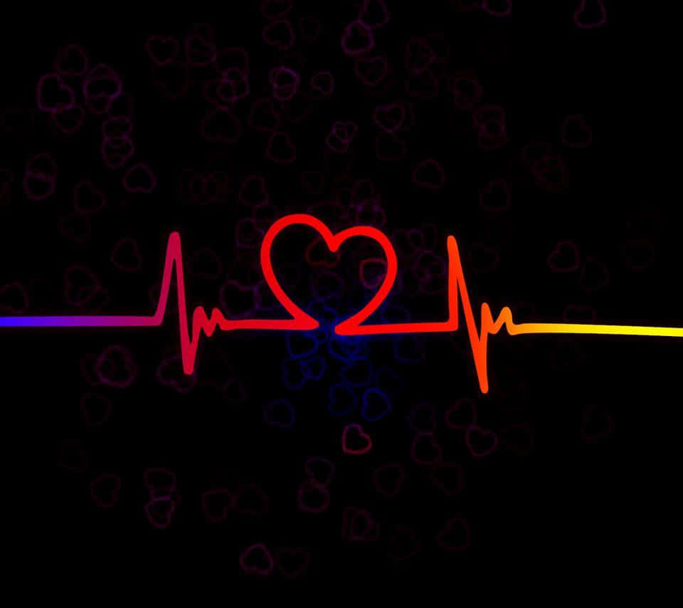 Heart Rate, rainbow heartbeat line, heart-shaped peak, SD Desktop Wallpaper