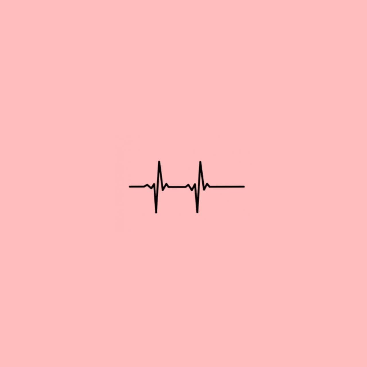 Heart Rate, black heartbeat line, soft pink background, HD Desktop Wallpaper